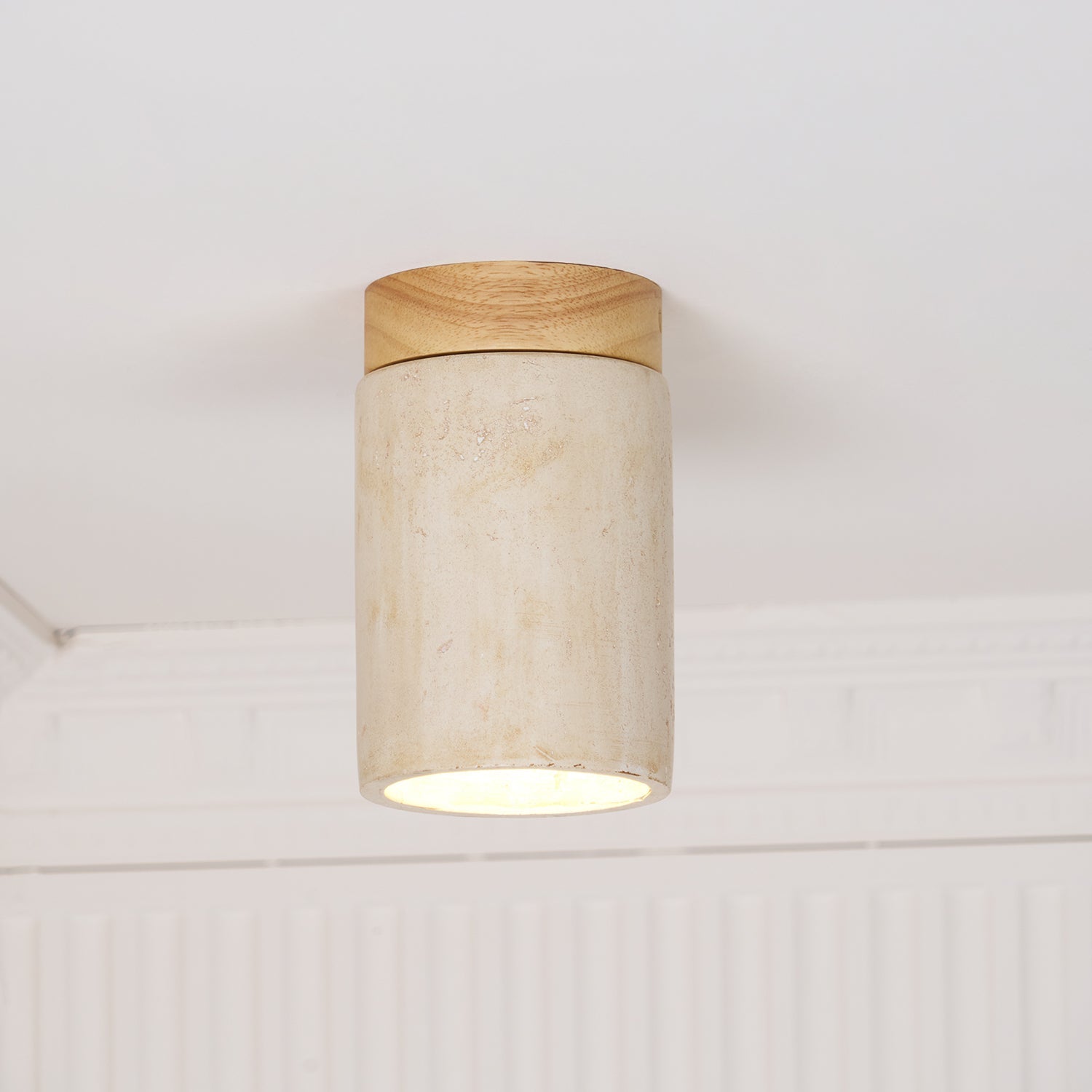 Aurnorira Cylinder Cap Travertine Ceiling Light - Blowlighting