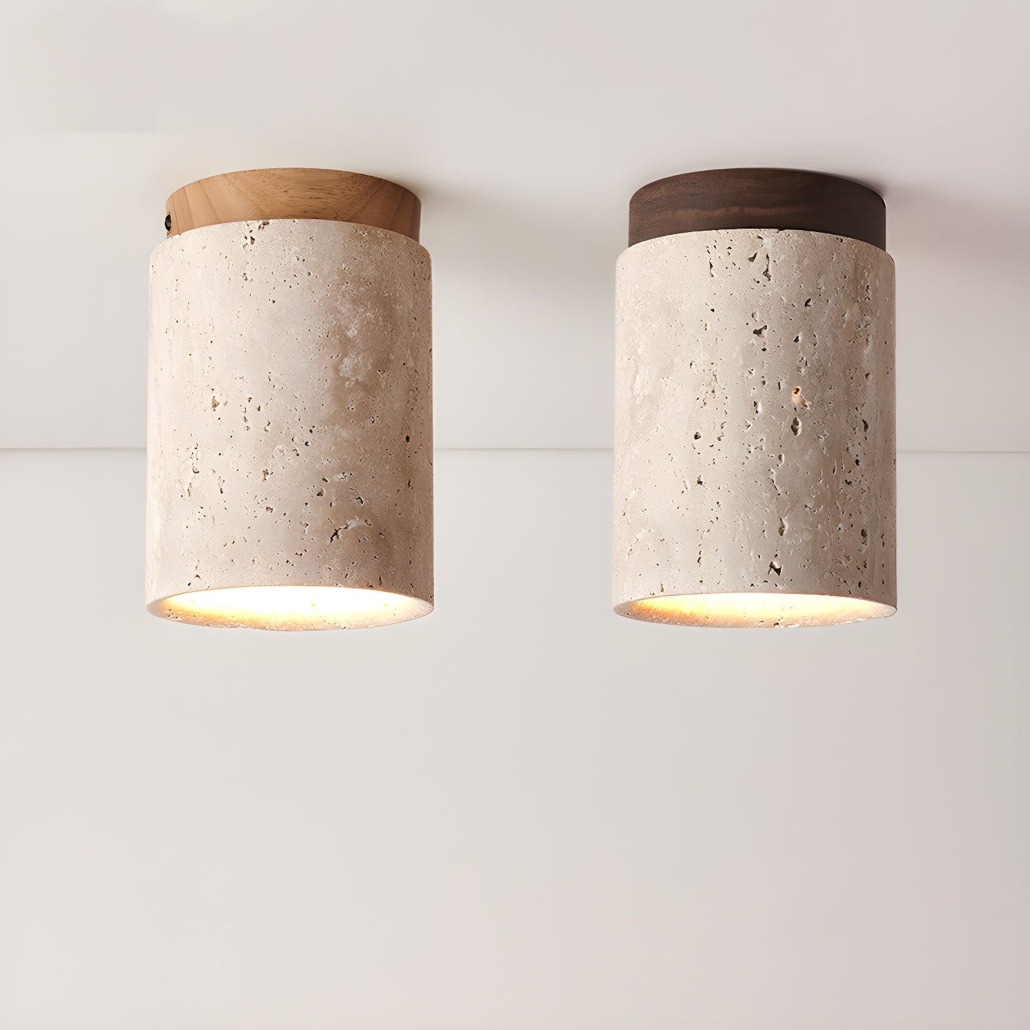 Aurnorira Cylinder Cap Travertine Ceiling Light - Blowlighting