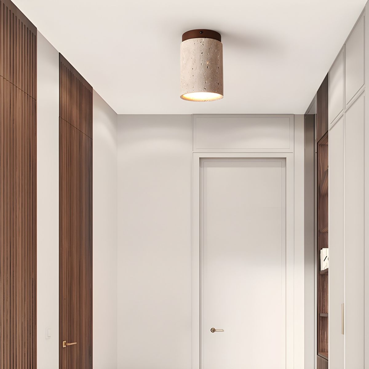 Aurnorira Cylinder Cap Travertine Ceiling Light - Blowlighting