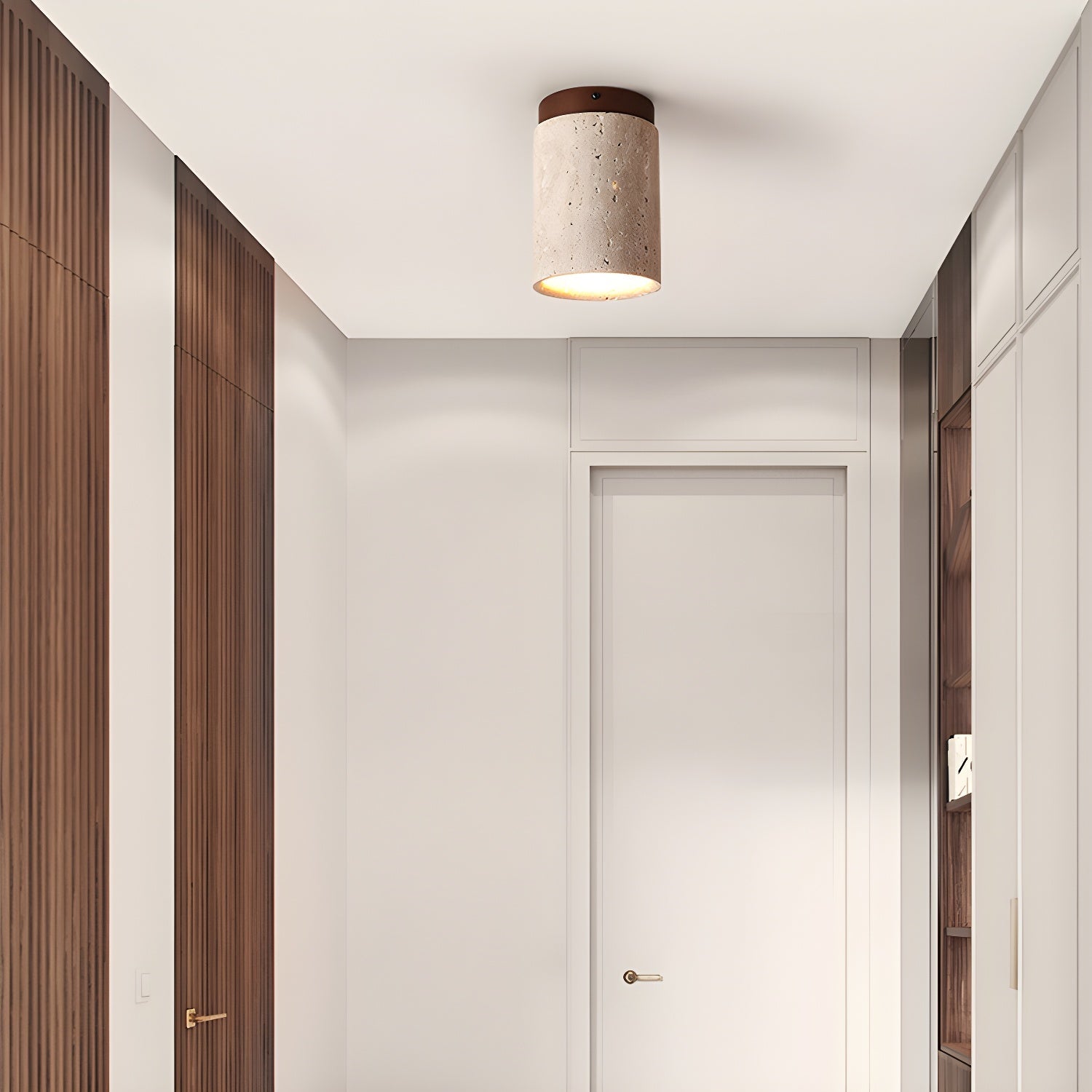 Aurnorira Cylinder Cap Travertine Ceiling Light - Blowlighting