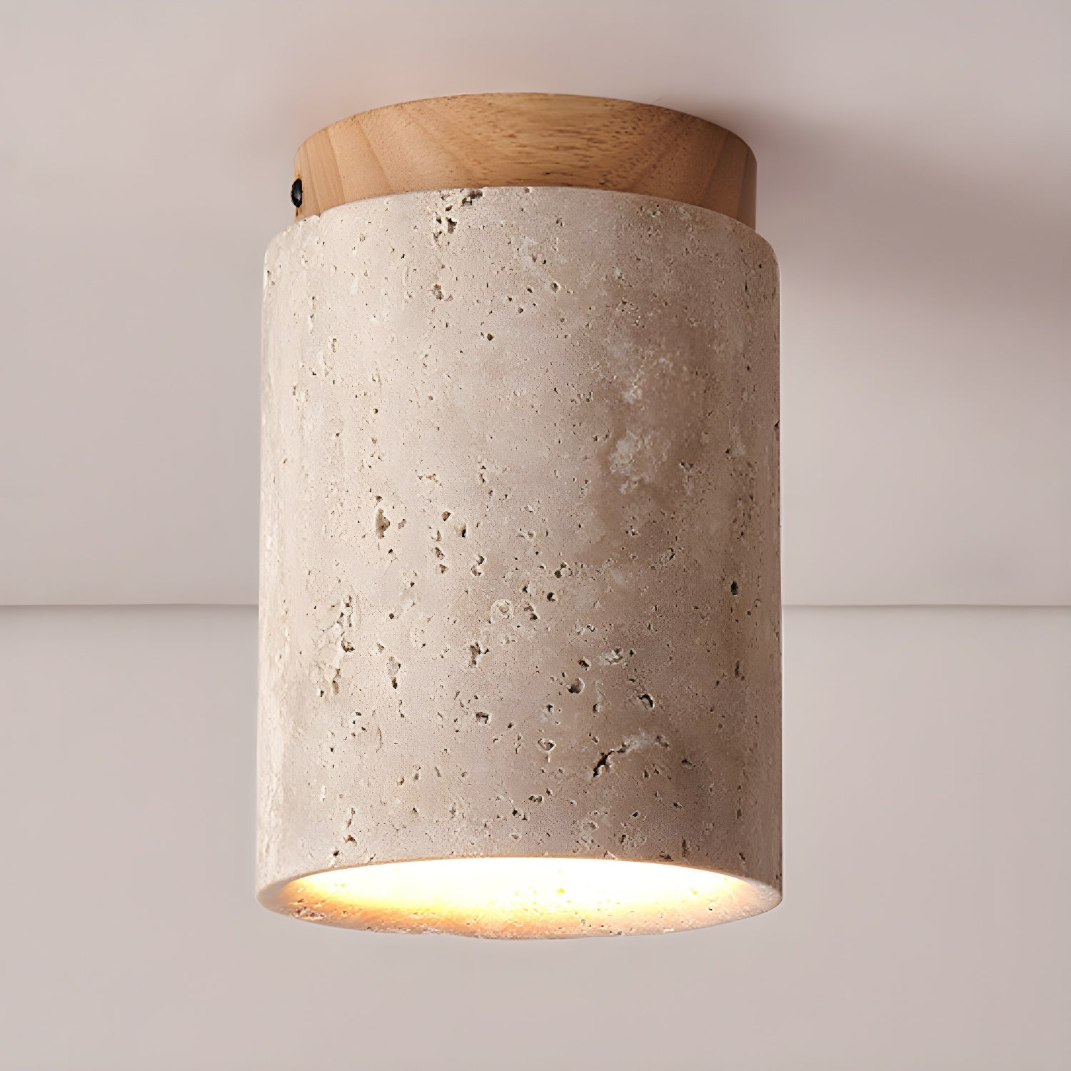 Aurnorira Cylinder Cap Travertine Ceiling Light - Blowlighting