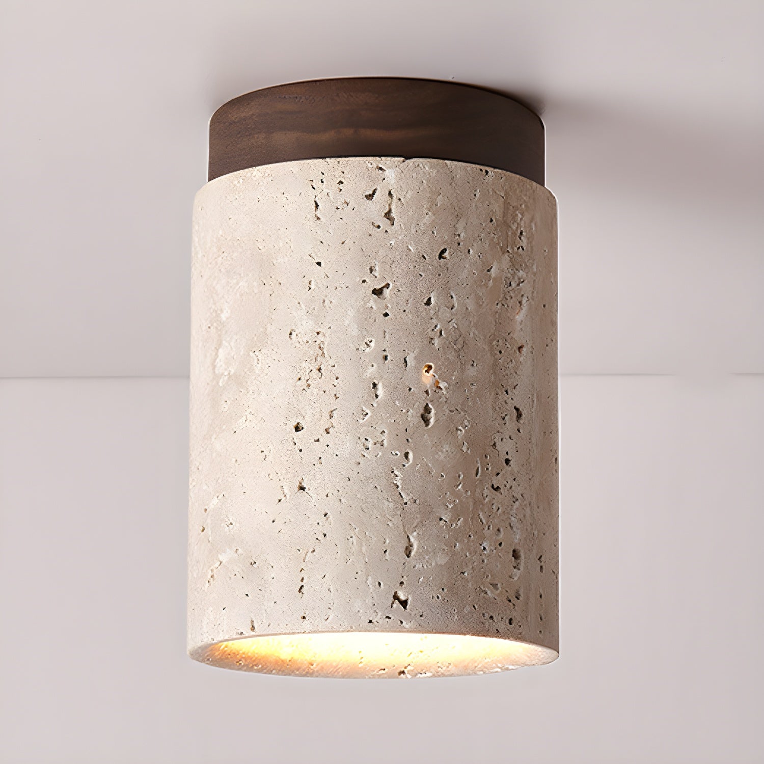 Aurnorira Cylinder Cap Travertine Ceiling Light - Blowlighting