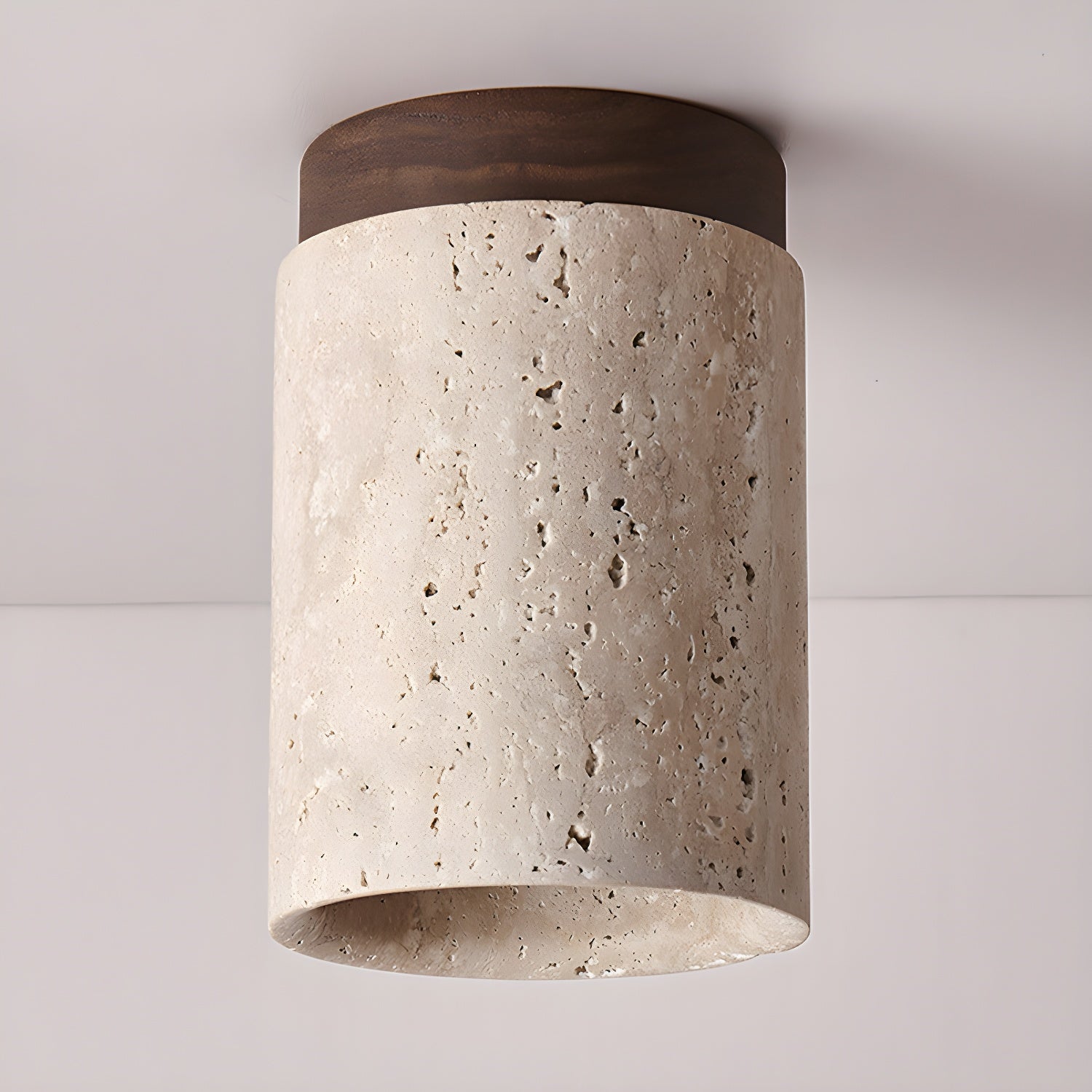 Aurnorira Cylinder Cap Travertine Ceiling Light - Blowlighting