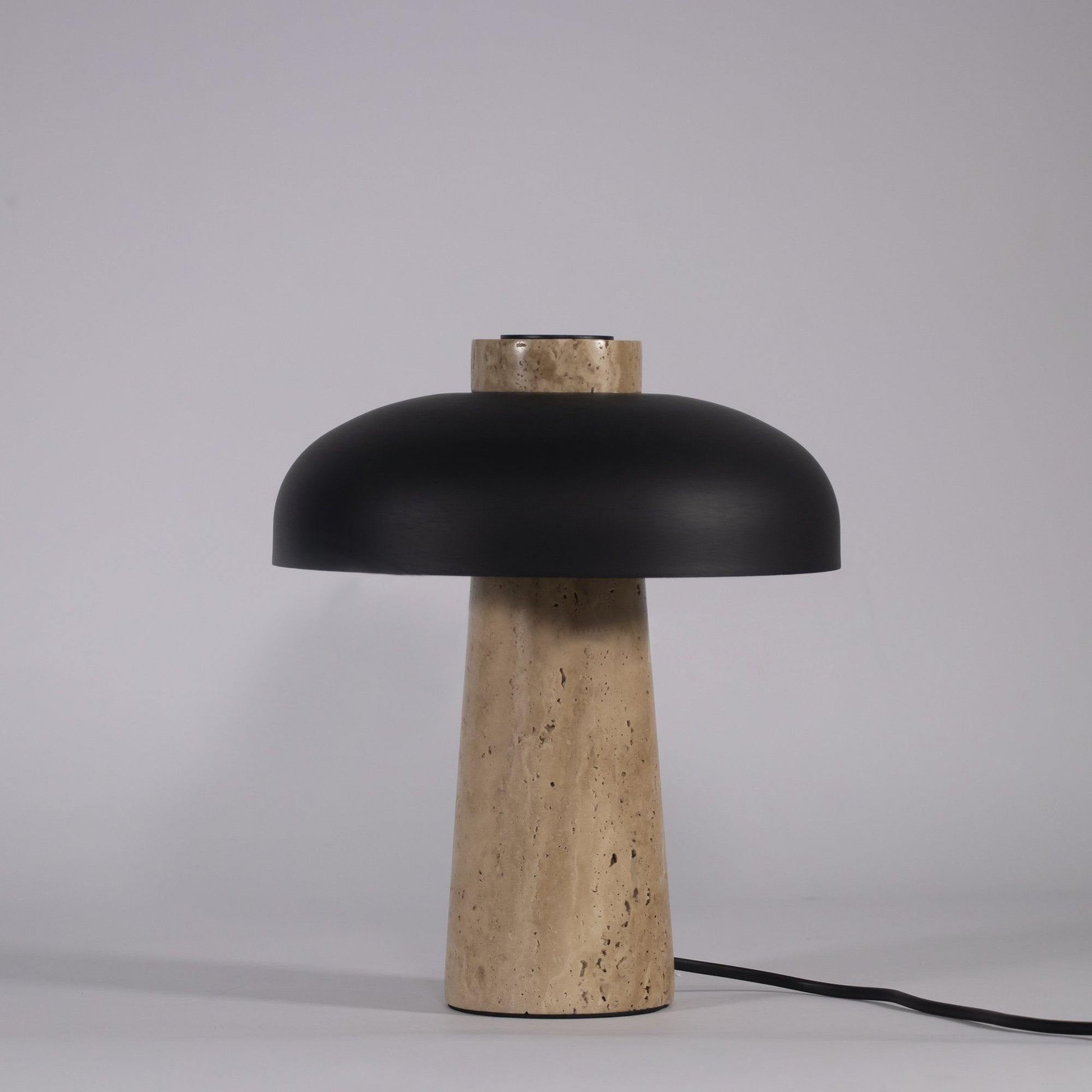 Conore Mushroom Form Travertine Table Lamp - Blowlighting