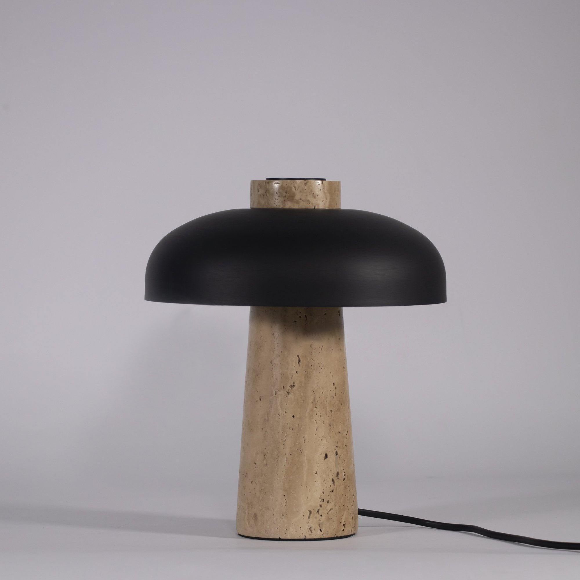 Conore Mushroom Form Travertine Table Lamp - Blowlighting