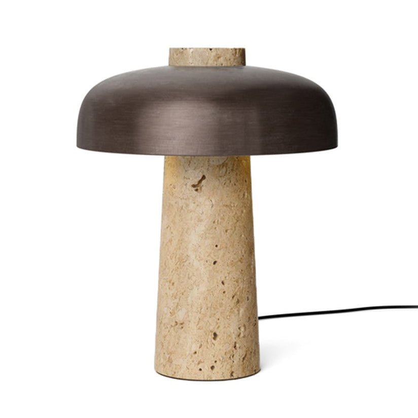 Conore Mushroom Form Travertine Table Lamp - Blowlighting