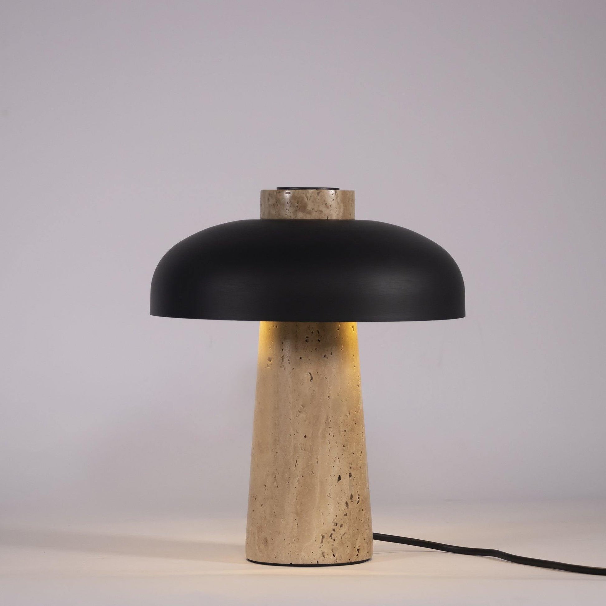 Conore Mushroom Form Travertine Table Lamp - Blowlighting