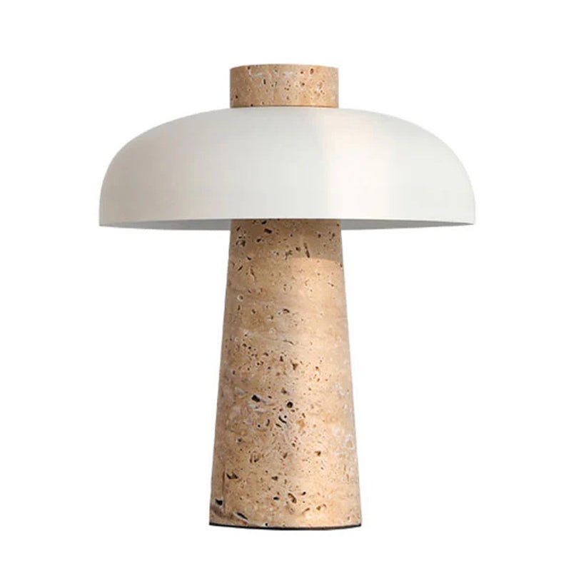 Conore Mushroom Form Travertine Table Lamp - Blowlighting