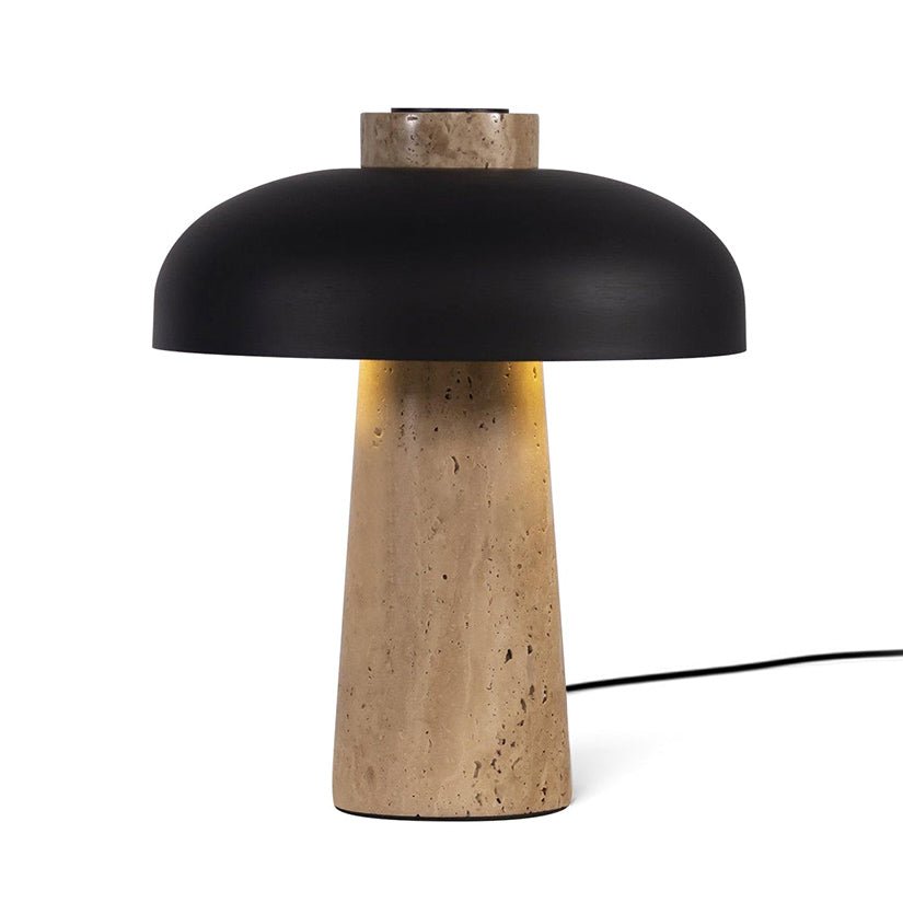 Conore Mushroom Form Travertine Table Lamp - Blowlighting