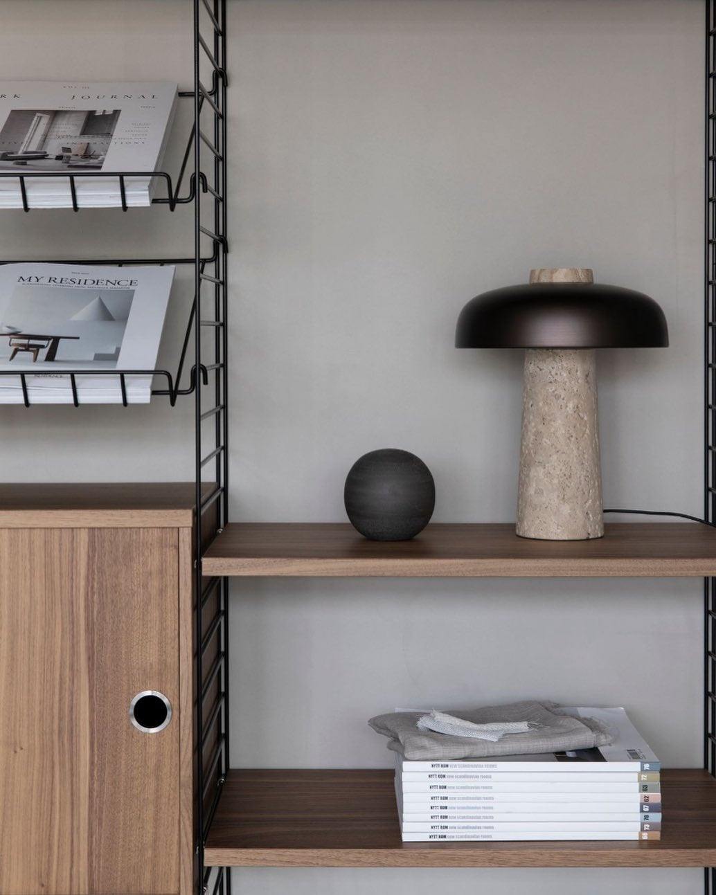 Conore Mushroom Form Travertine Table Lamp - Blowlighting