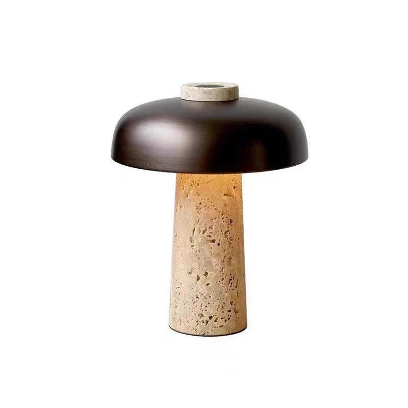 Conore Mushroom Form Travertine Table Lamp - Blowlighting