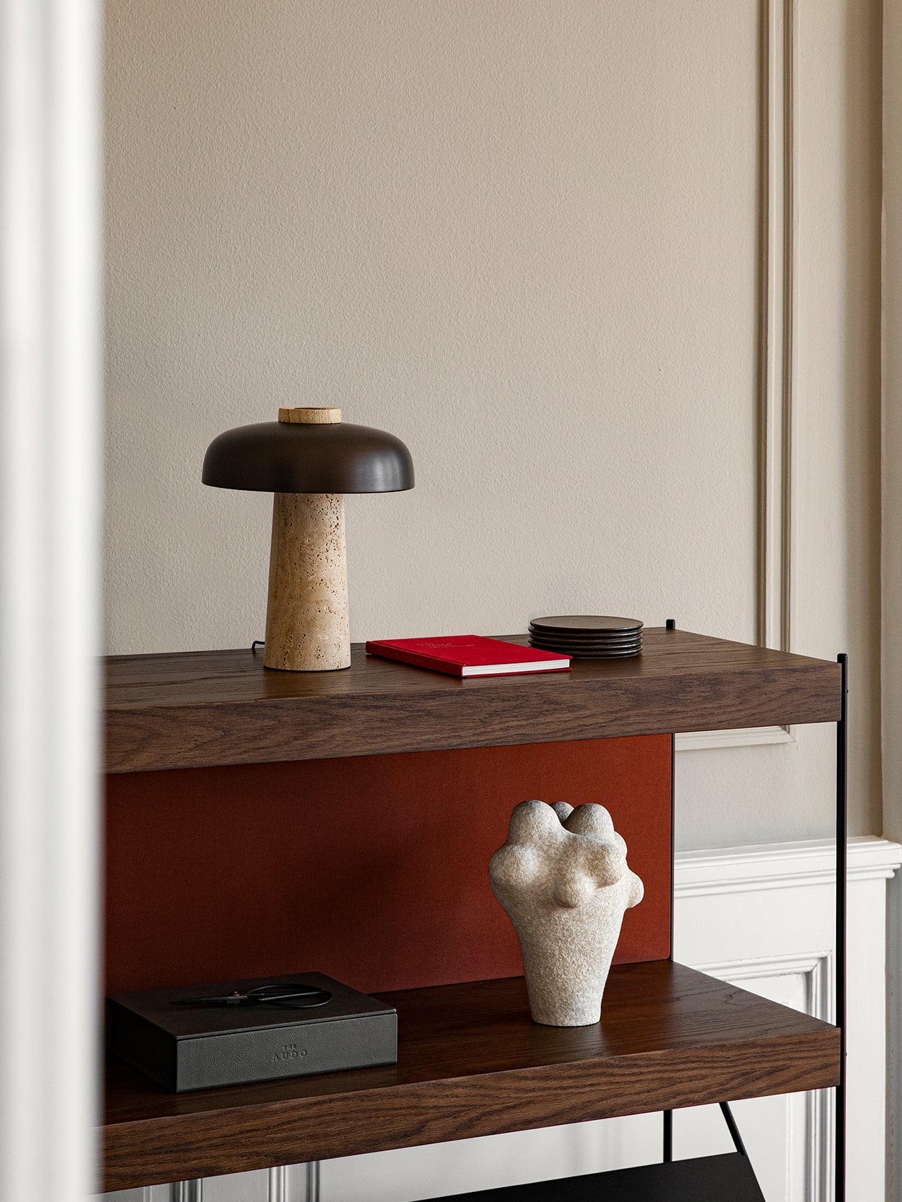 Conore Mushroom Form Travertine Table Lamp - Blowlighting