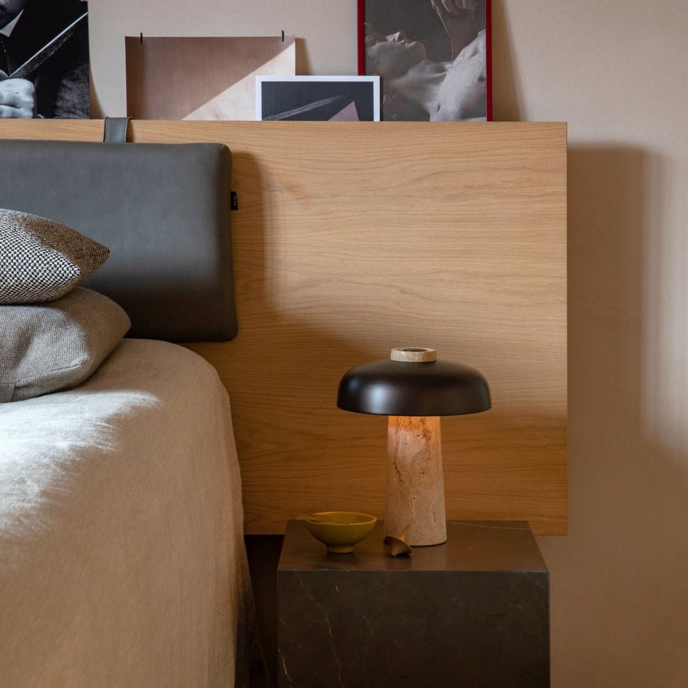 Conore Mushroom Form Travertine Table Lamp - Blowlighting