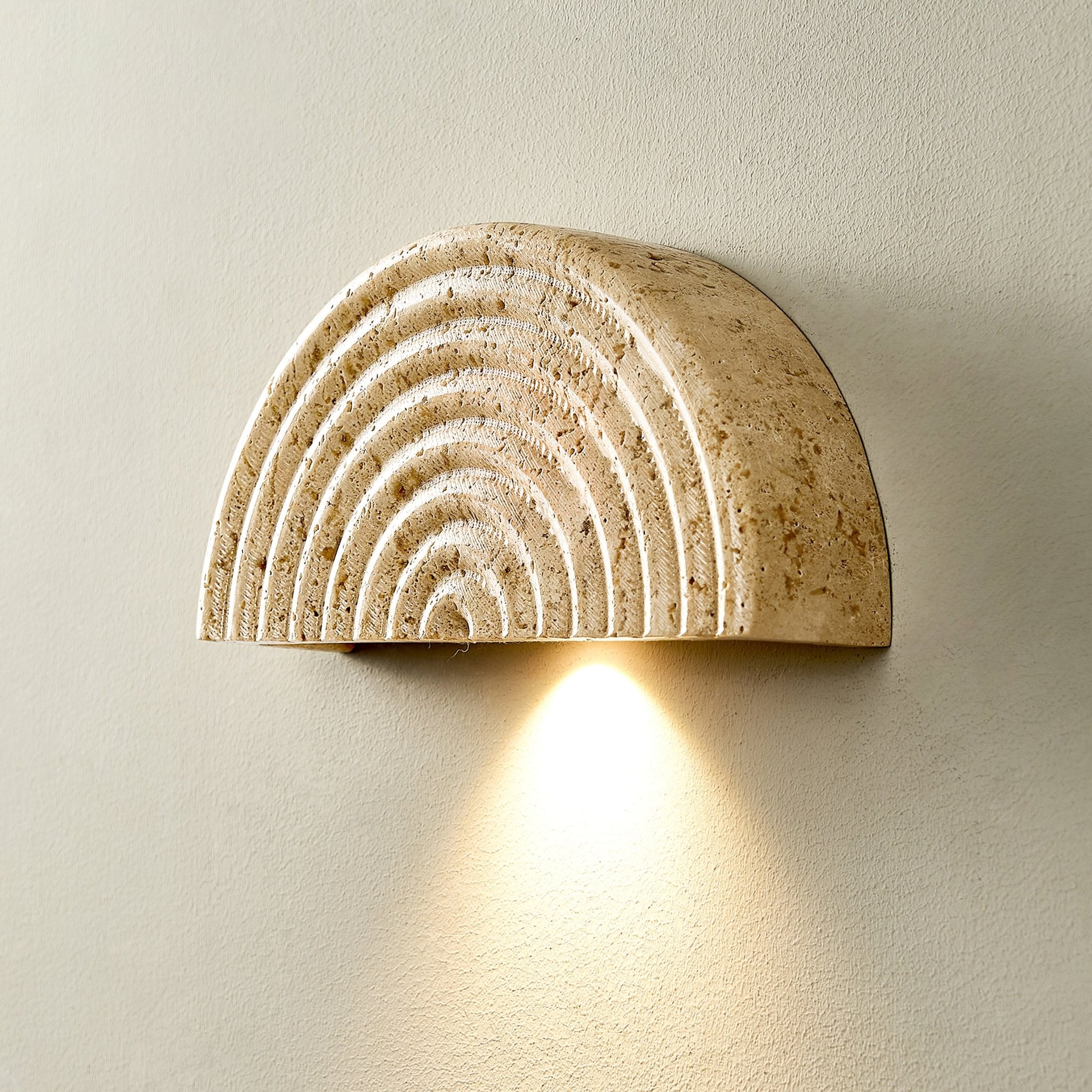 Faro Travertine Half-Moon Wall Lamp - Blowlighting