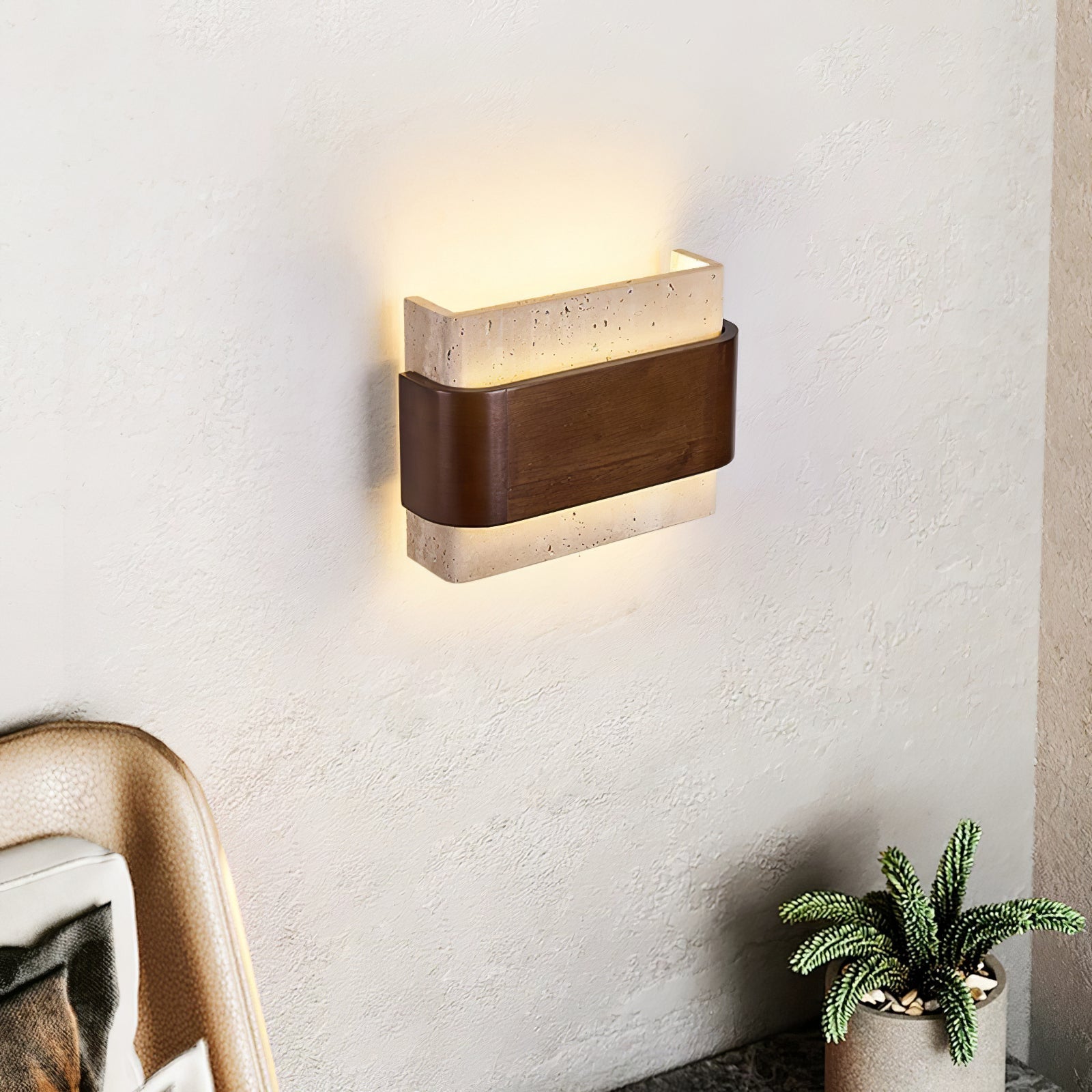 Ulnoros Paneled Travertine Wall Light - Blowlighting