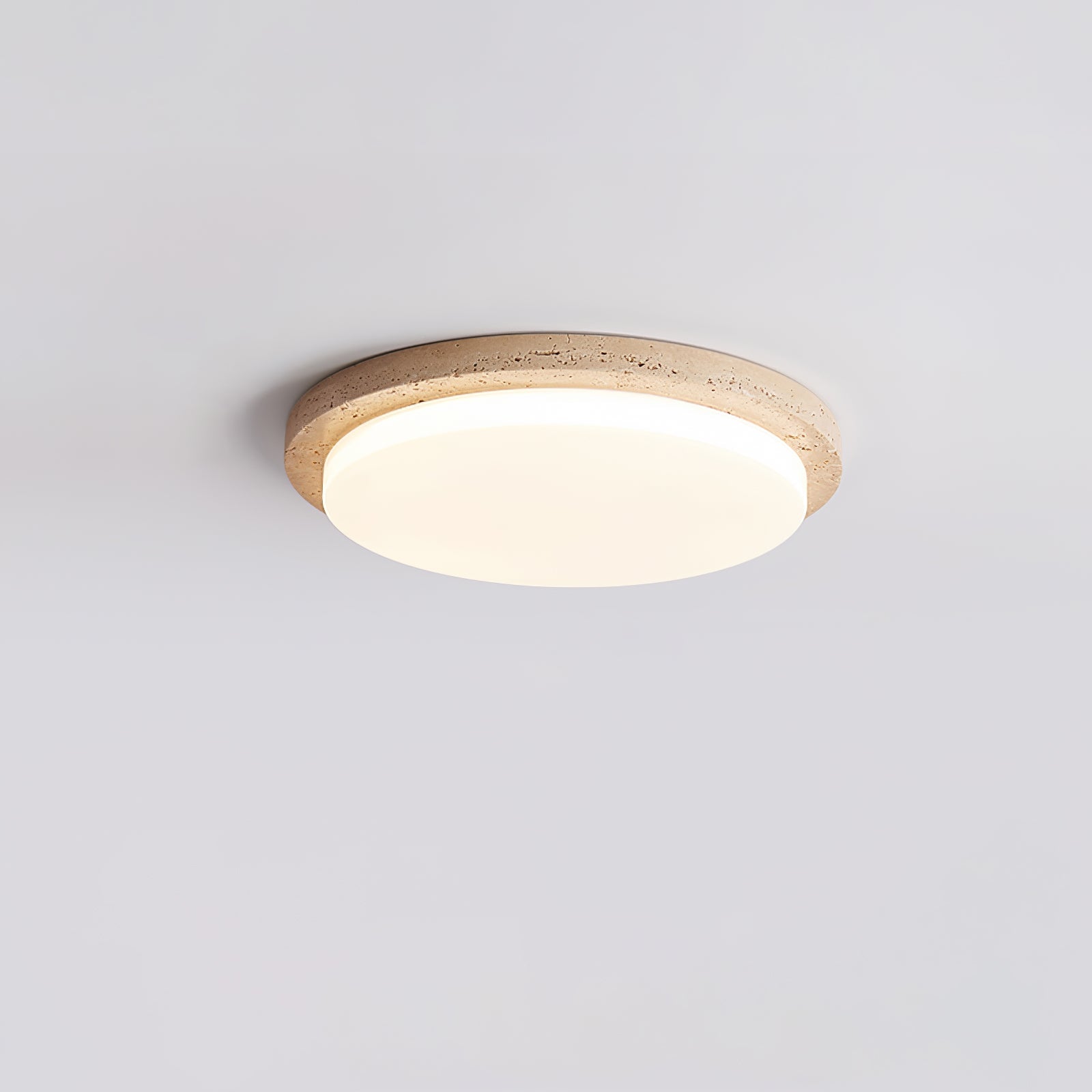 Etala Smooth-Rim Travertine Ceiling Light - Blowlighting