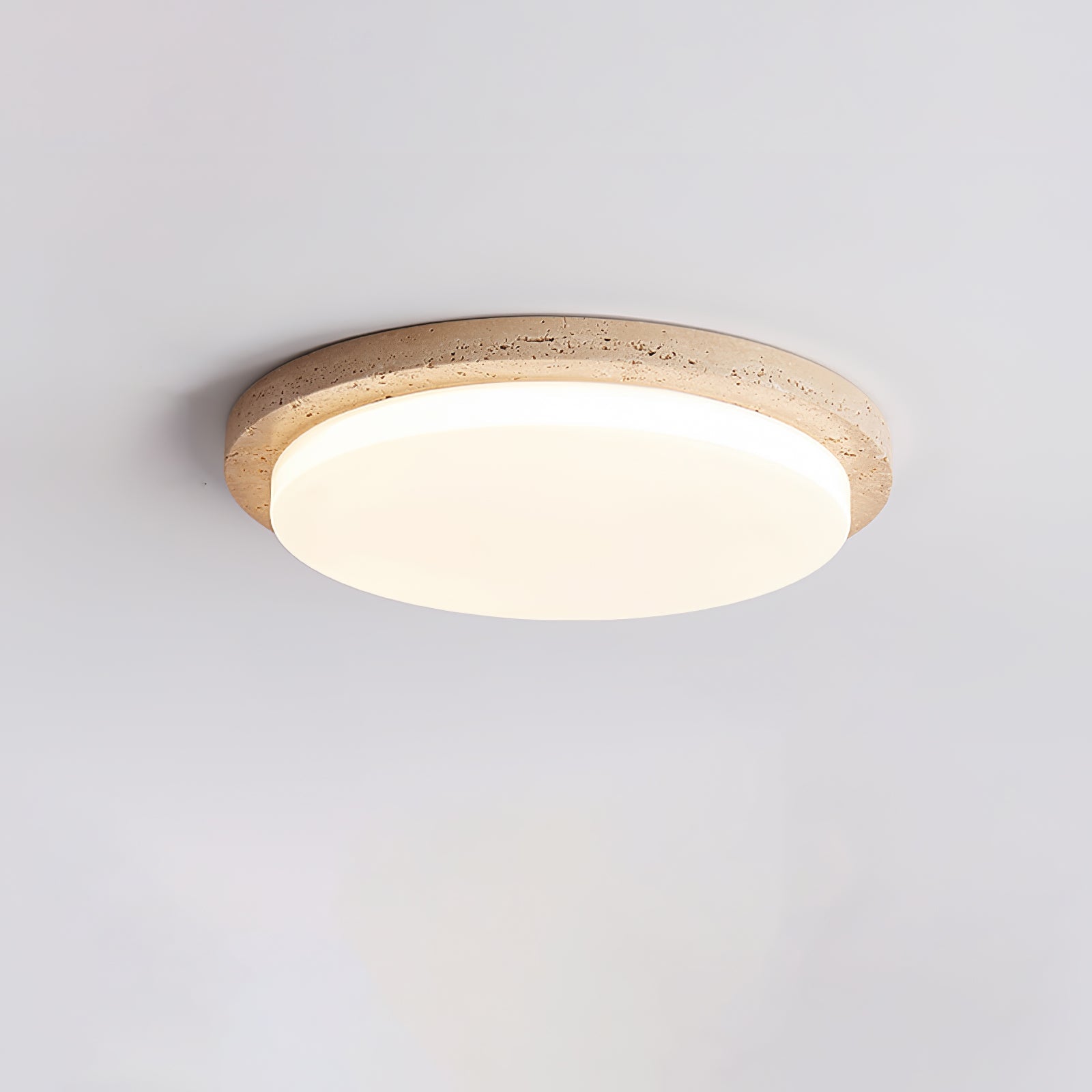 Etala Smooth-Rim Travertine Ceiling Light - Blowlighting