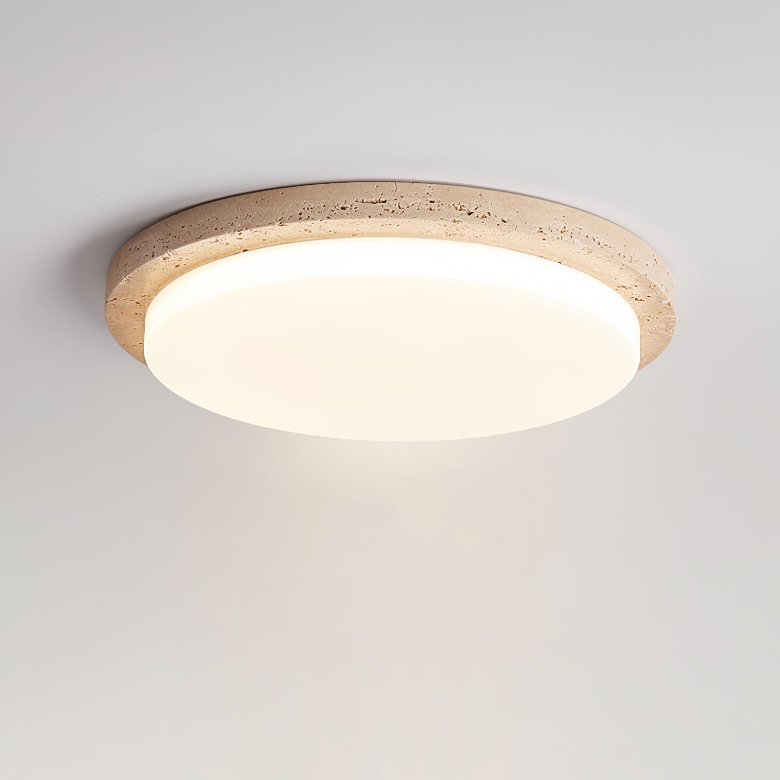 Etala Smooth-Rim Travertine Ceiling Light - Blowlighting