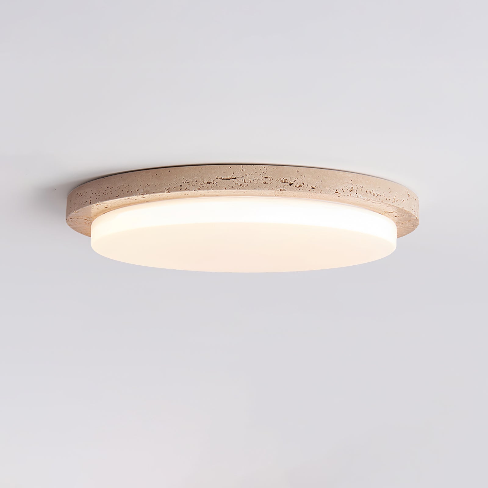 Etala Smooth-Rim Travertine Ceiling Light - Blowlighting