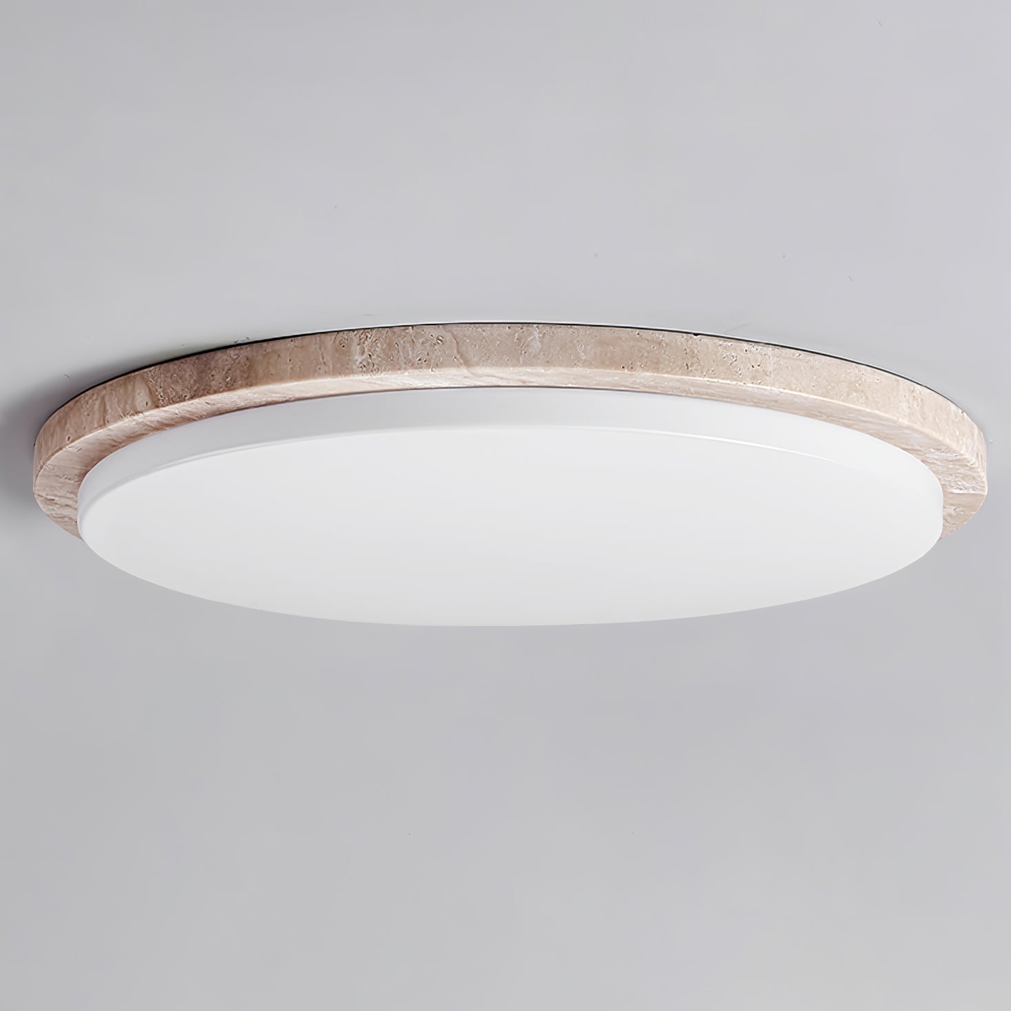 Etala Smooth-Rim Travertine Ceiling Light - Blowlighting