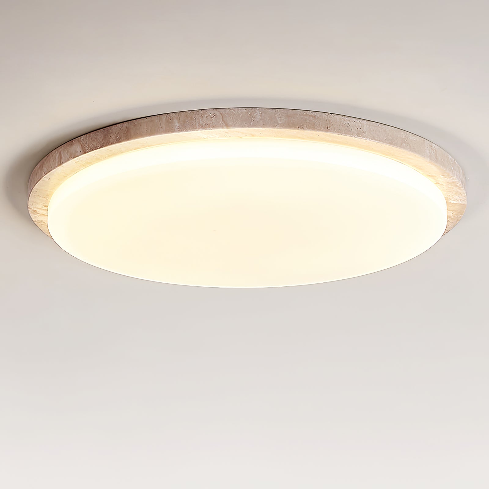 Etala Smooth-Rim Travertine Ceiling Light - Blowlighting