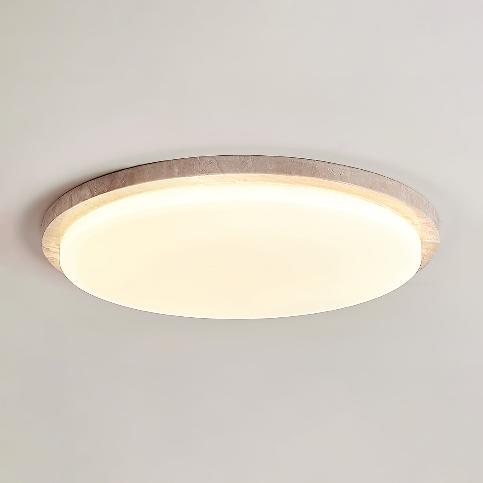 Etala Smooth-Rim Travertine Ceiling Light - Blowlighting