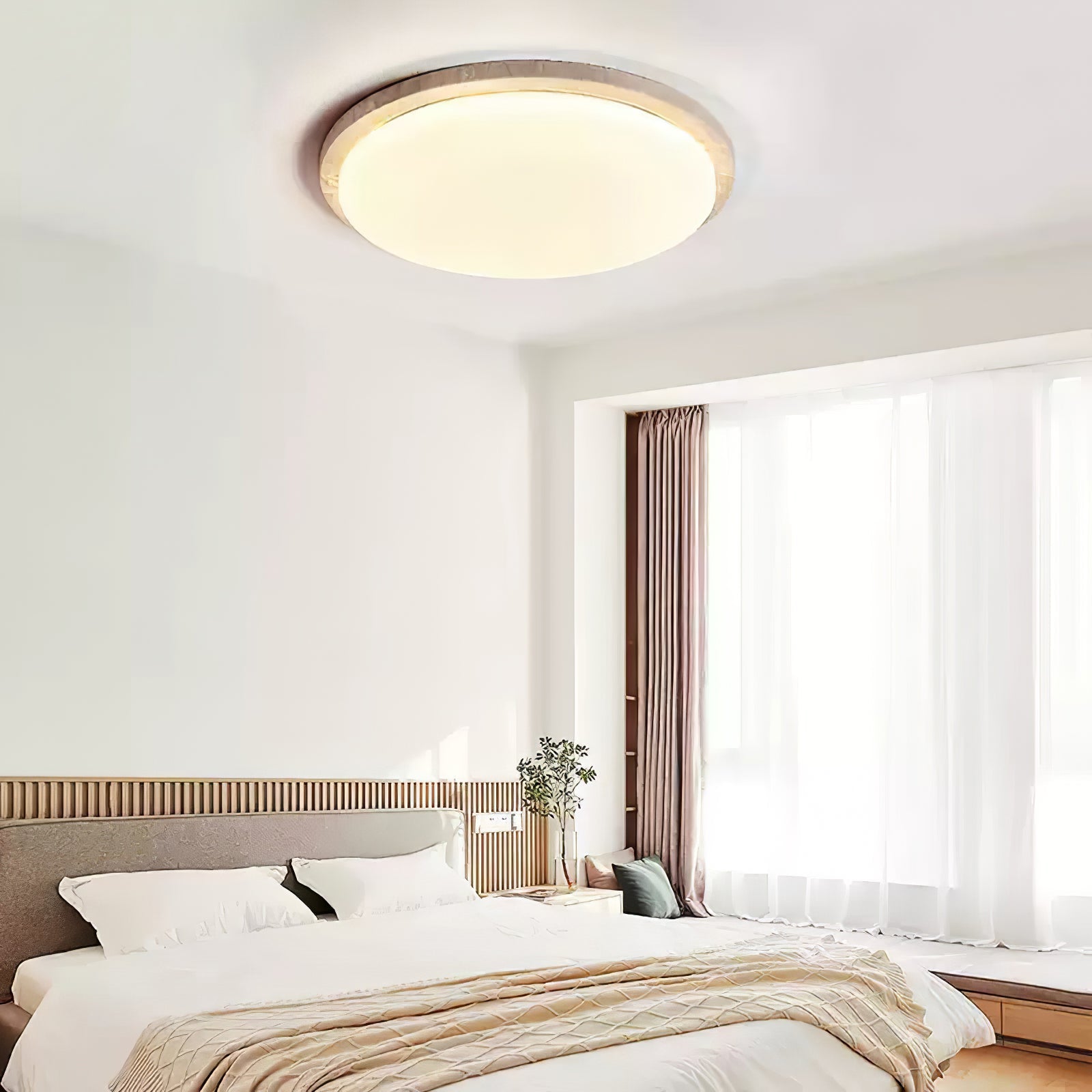 Etala Smooth-Rim Travertine Ceiling Light - Blowlighting