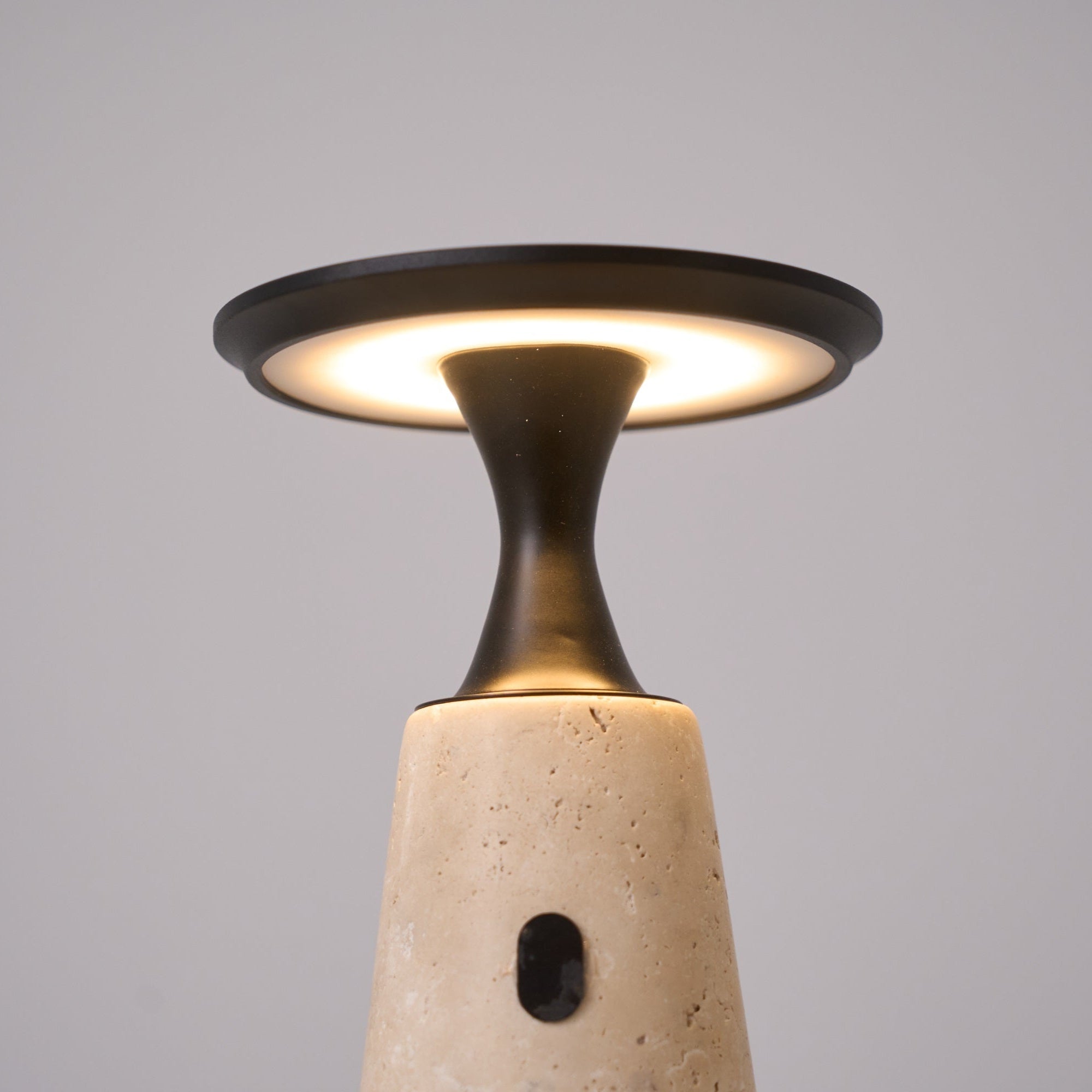 Vespera Sculptural Travertine Table Lamp - Blowlighting