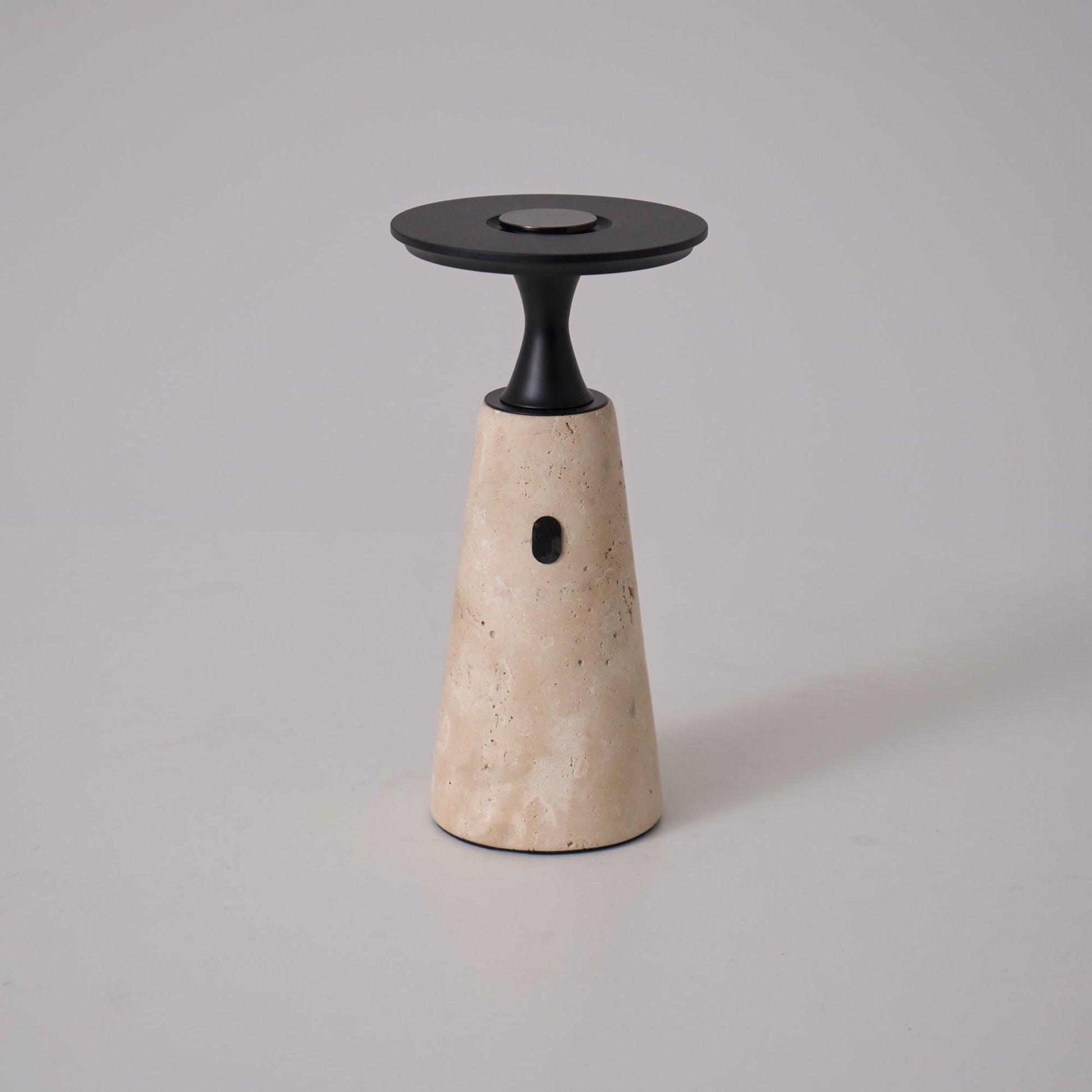 Vespera Sculptural Travertine Table Lamp - Blowlighting