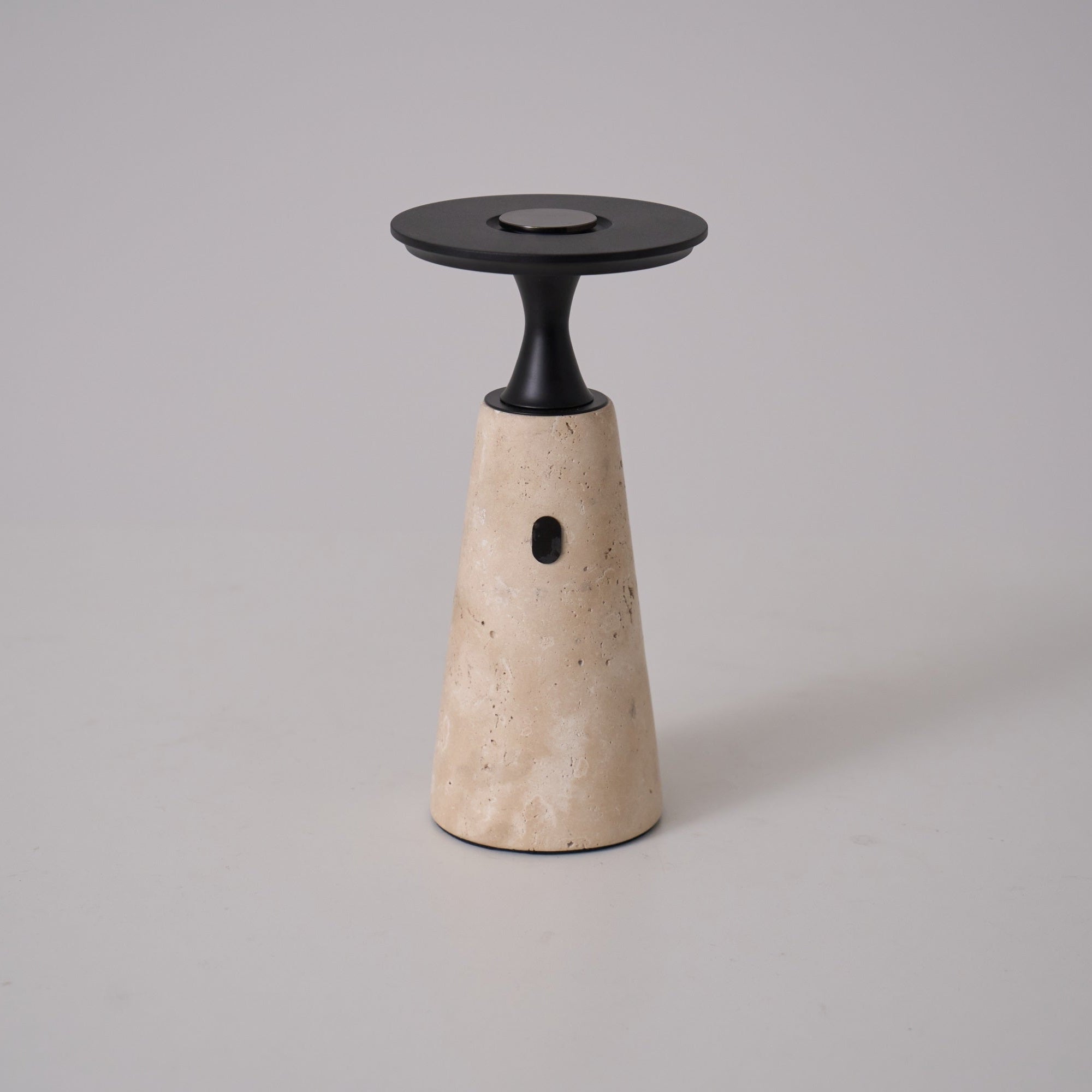 Vespera Sculptural Travertine Table Lamp - Blowlighting