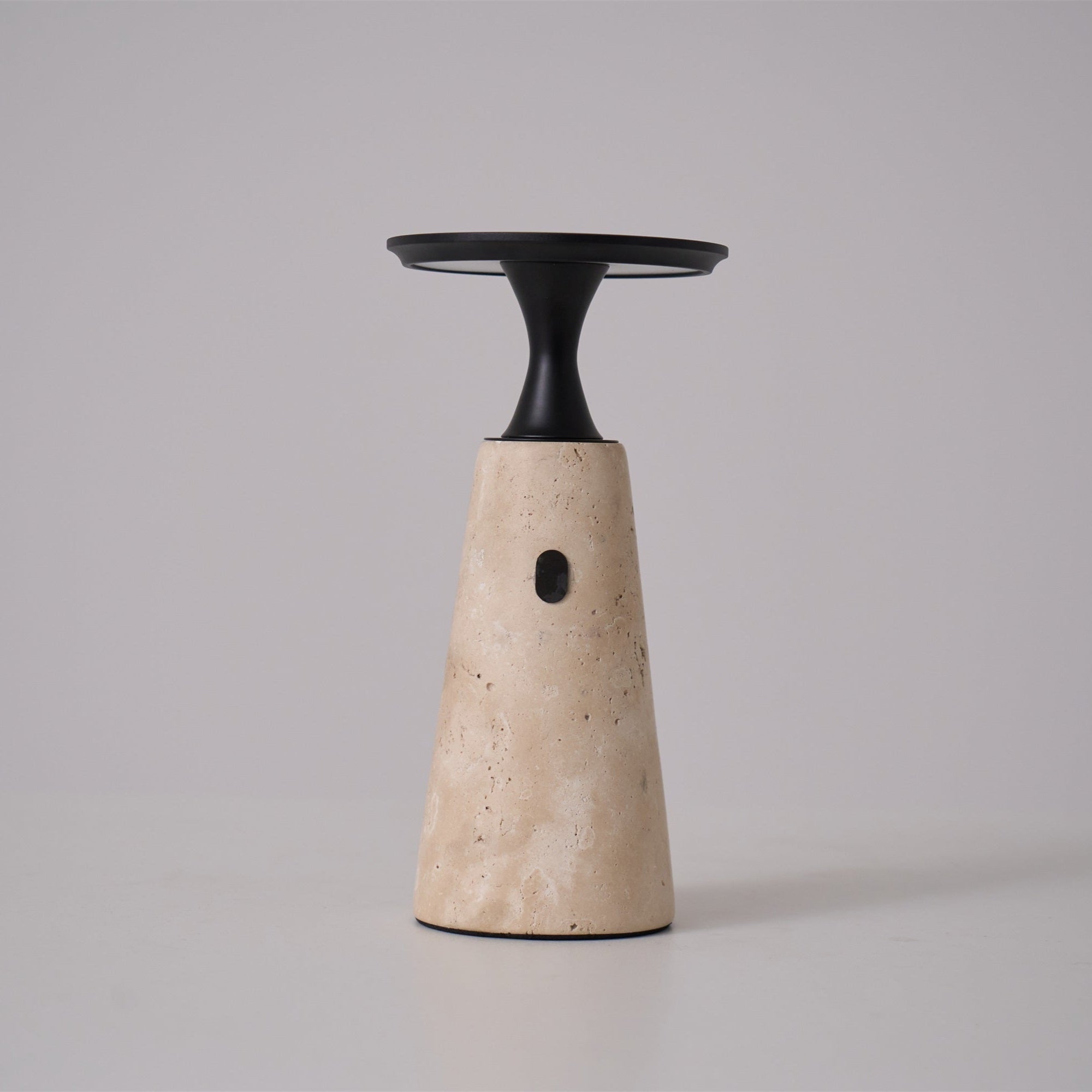 Vespera Sculptural Travertine Table Lamp - Blowlighting