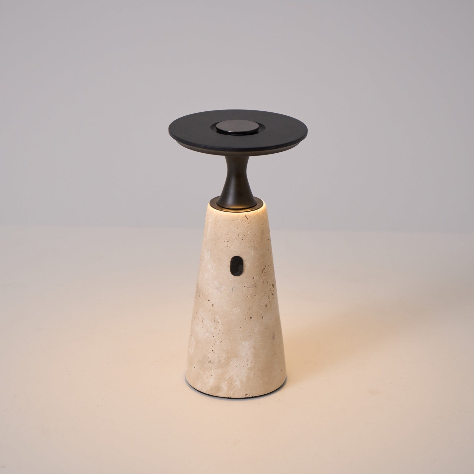 Vespera Sculptural Travertine Table Lamp - Blowlighting