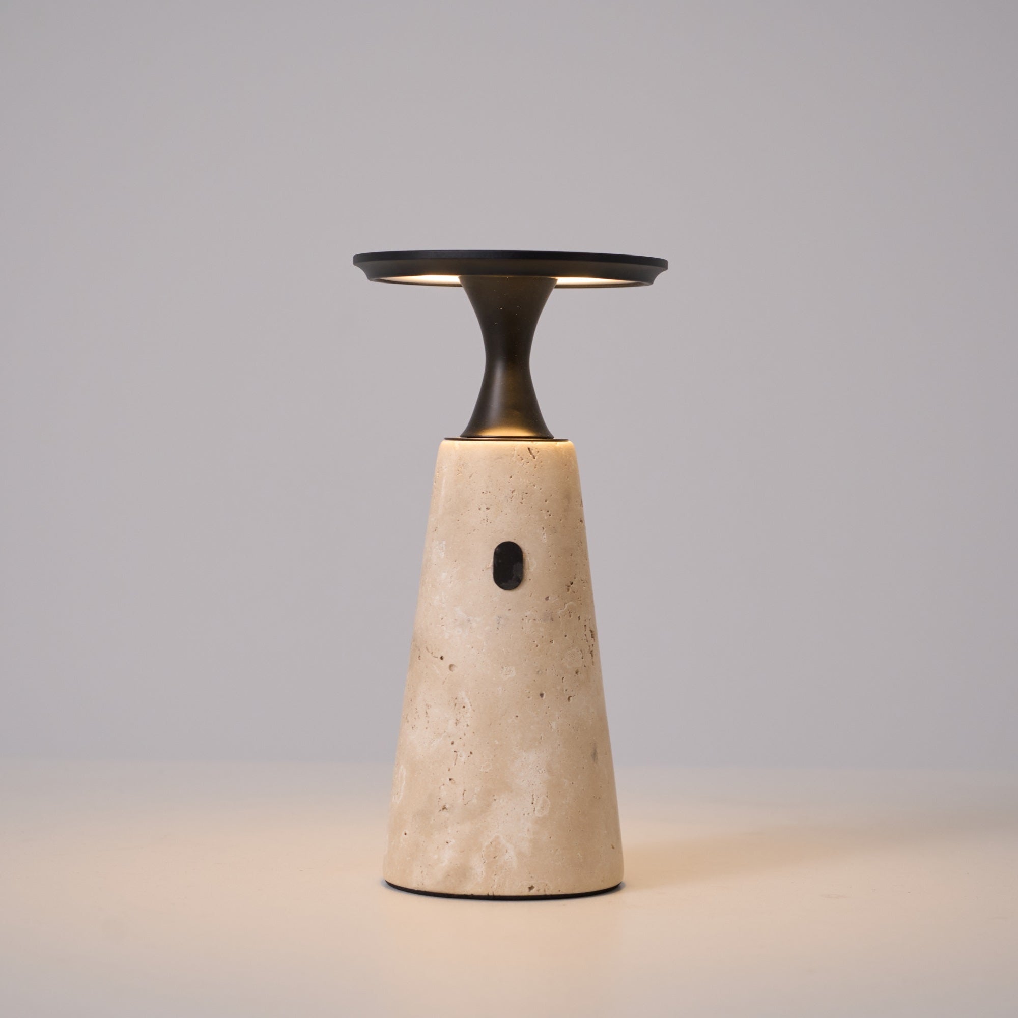 Vespera Sculptural Travertine Table Lamp - Blowlighting