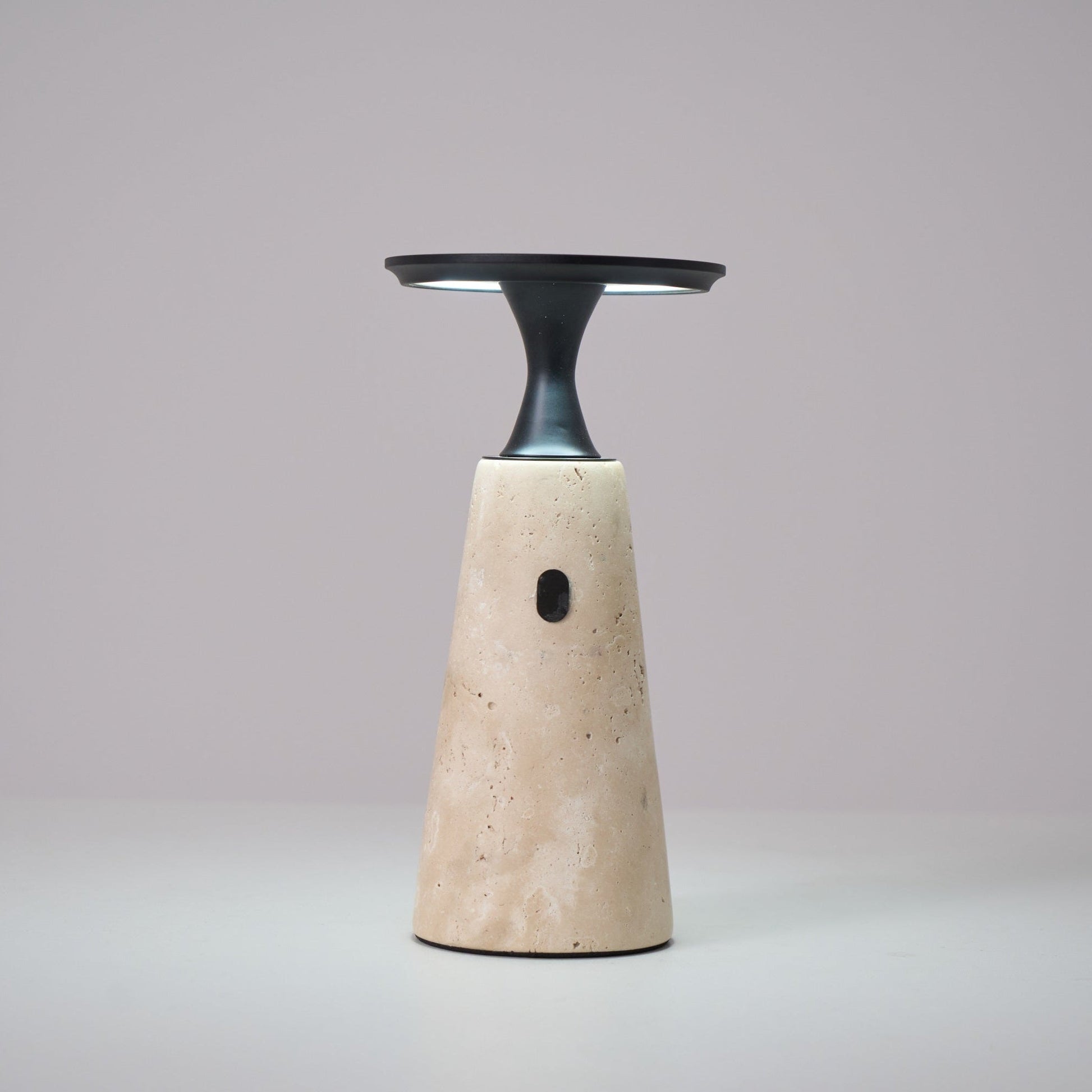 Vespera Sculptural Travertine Table Lamp - Blowlighting