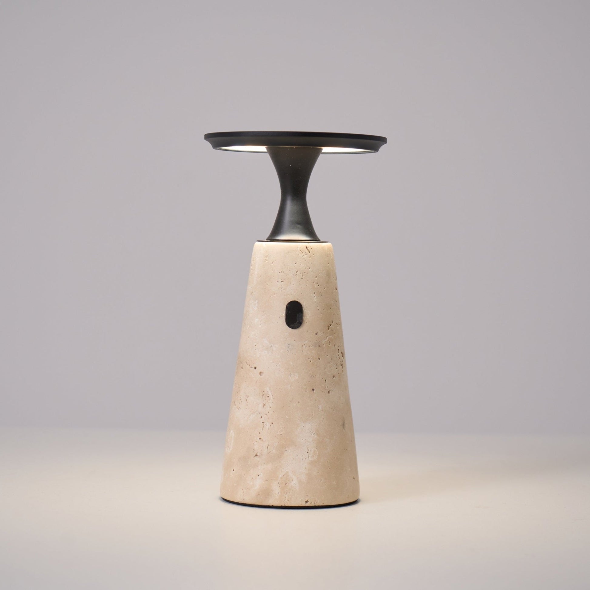 Vespera Sculptural Travertine Table Lamp - Blowlighting