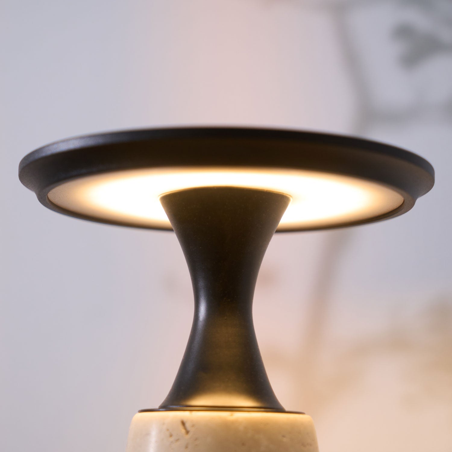 Vespera Sculptural Travertine Table Lamp - Blowlighting