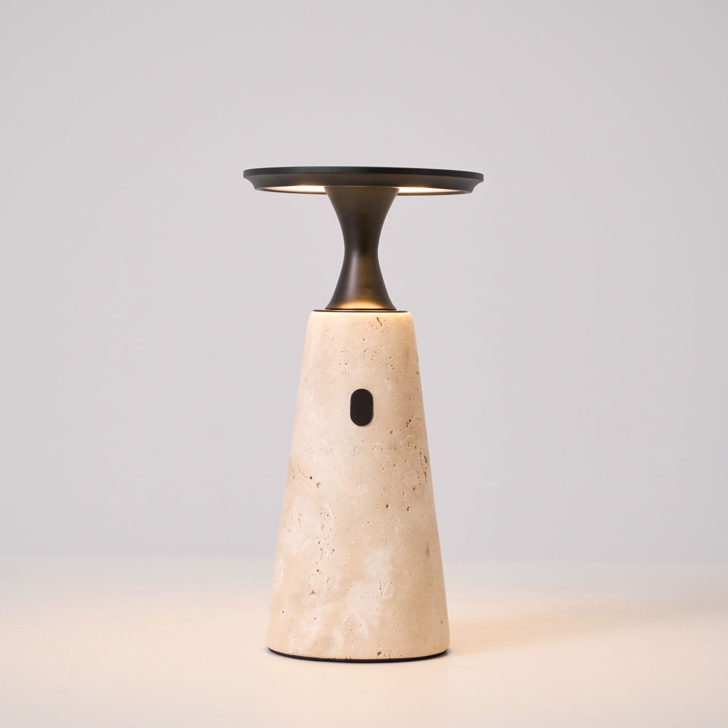 Vespera Sculptural Travertine Table Lamp - Blowlighting