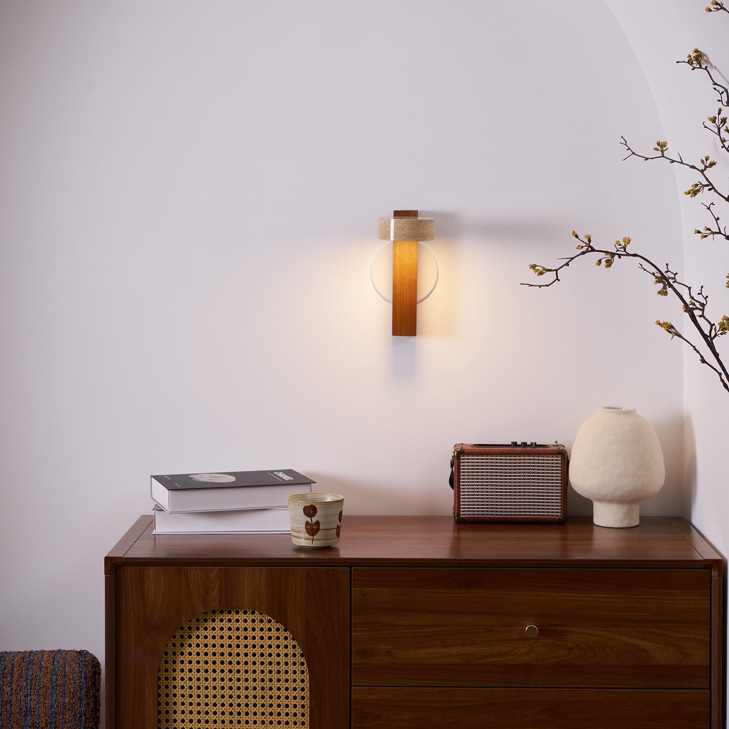 Ulvyna Cylinder-Stack Travertine Wall Light - Blowlighting
