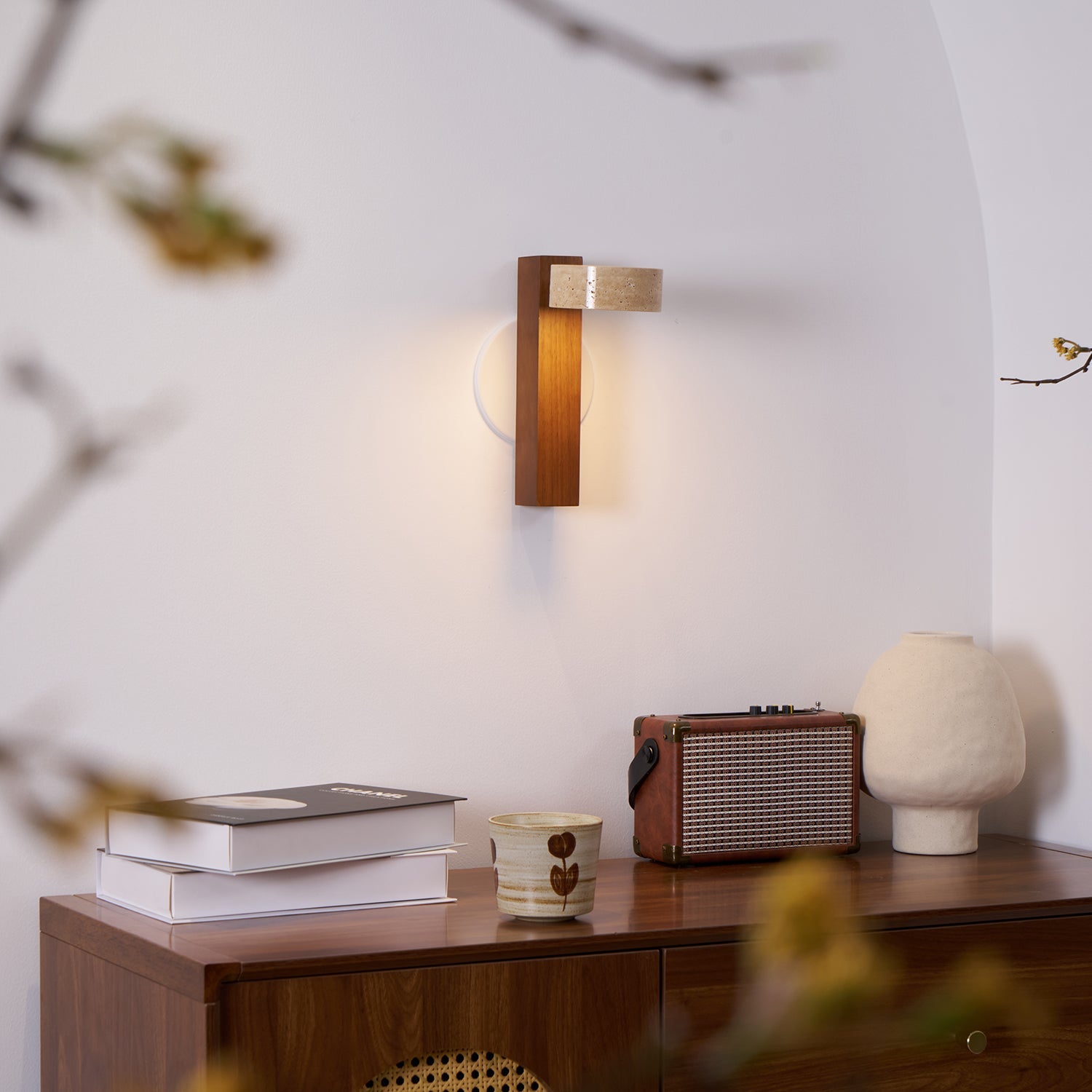 Ulvyna Cylinder-Stack Travertine Wall Light - Blowlighting
