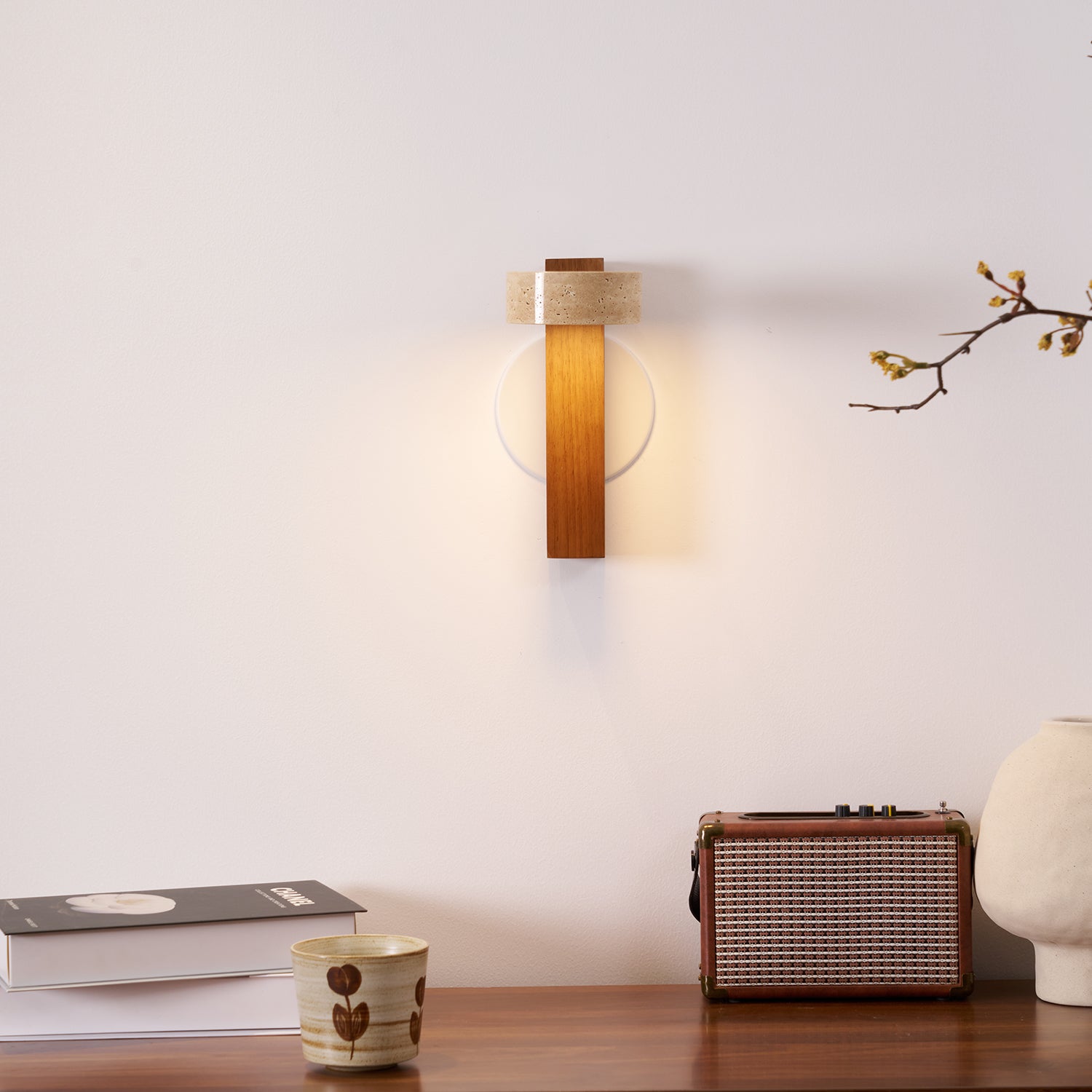 Ulvyna Cylinder-Stack Travertine Wall Light - Blowlighting