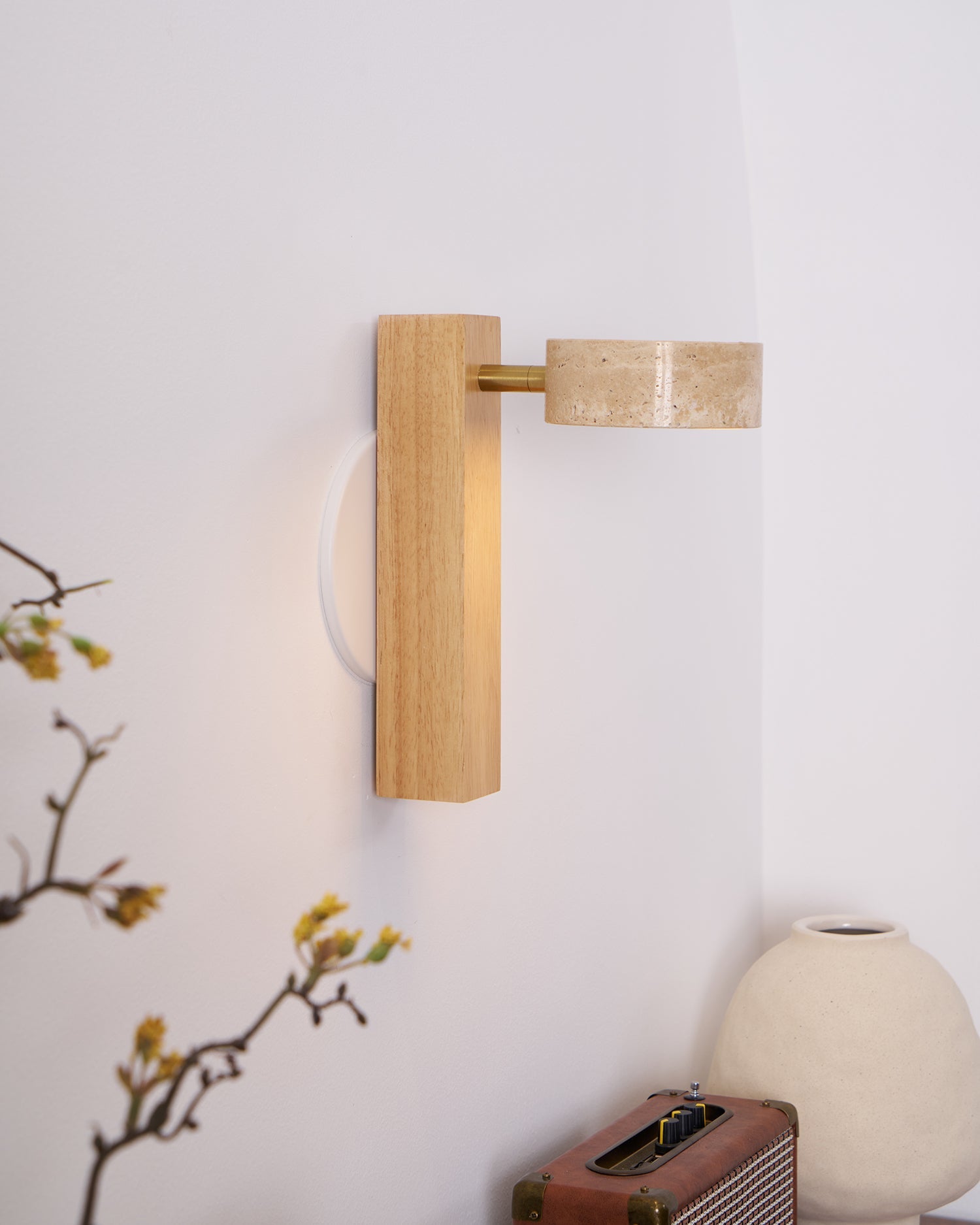 Ulvyna Cylinder-Stack Travertine Wall Light - Blowlighting