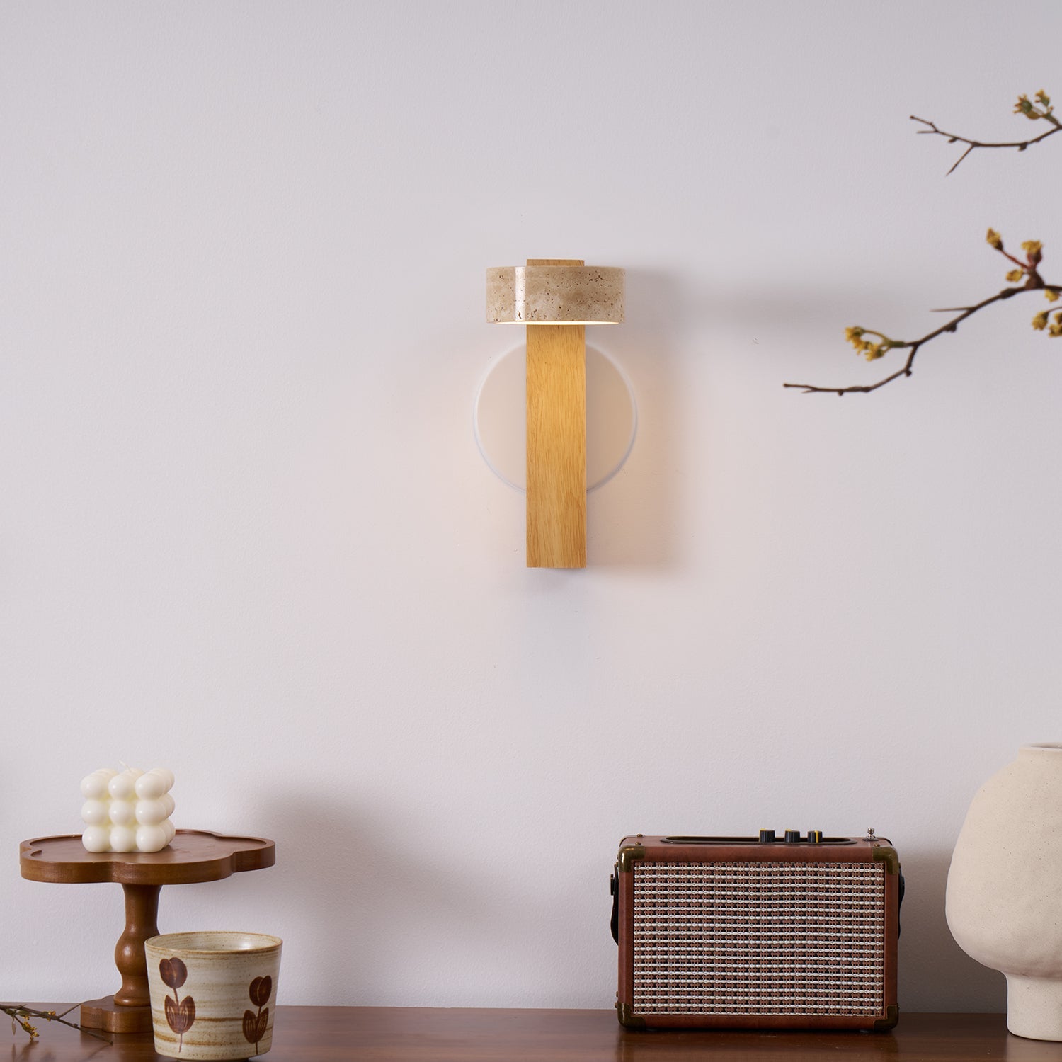 Ulvyna Cylinder-Stack Travertine Wall Light - Blowlighting