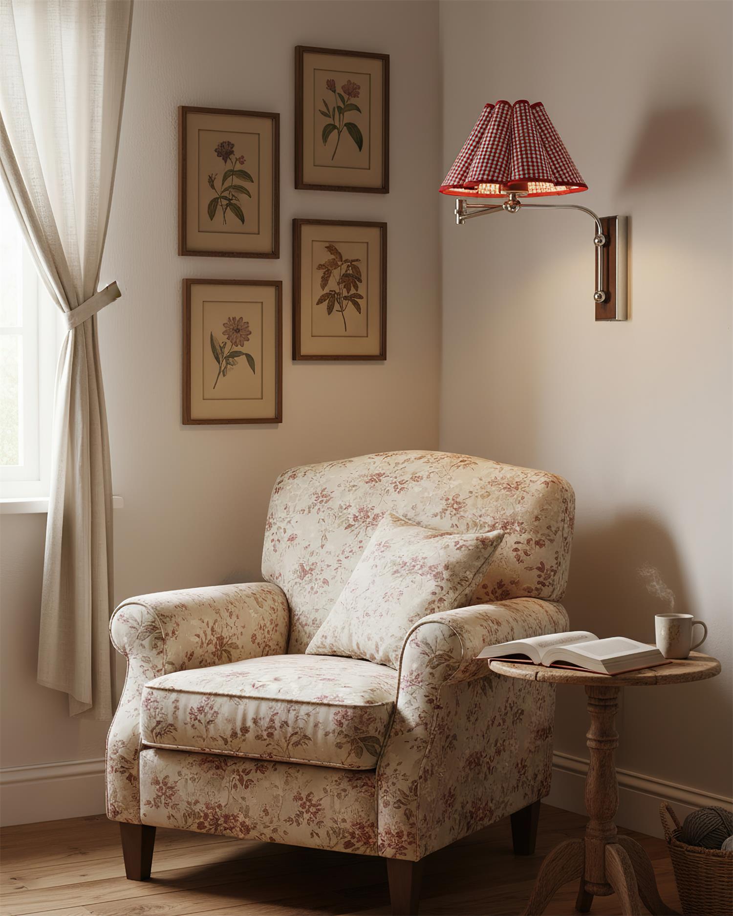 Plaid Vintage Fabric Wall Lamp