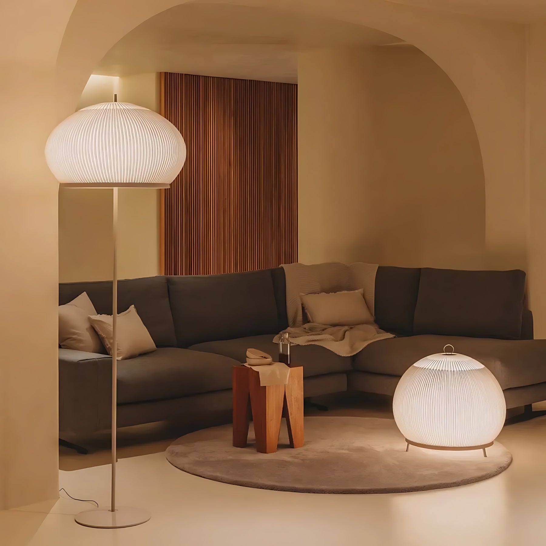 Textured Wabi-Sabi Knitted Dome Lantern Table Light