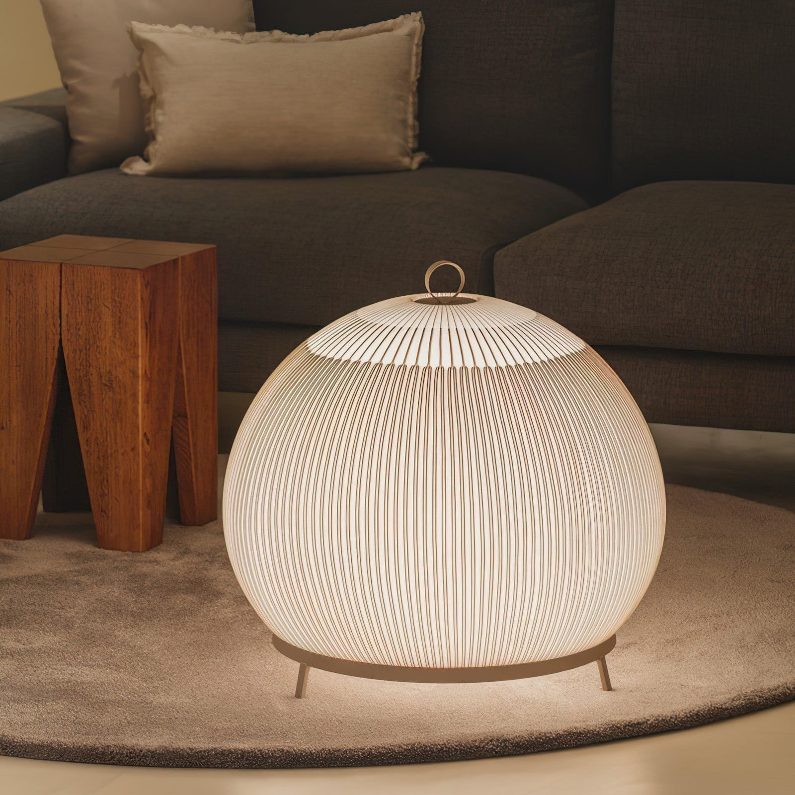 Textured Wabi-Sabi Knitted Dome Lantern Table Light