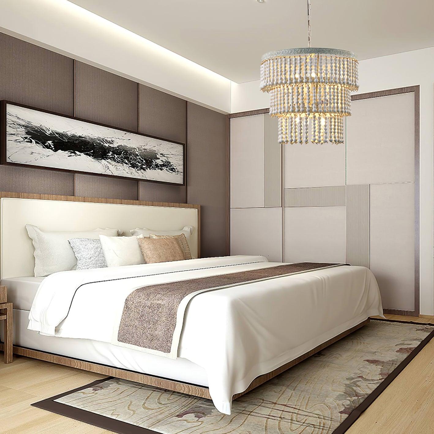 Three Tiered Wood Beaded Chandelier - Blowlighting