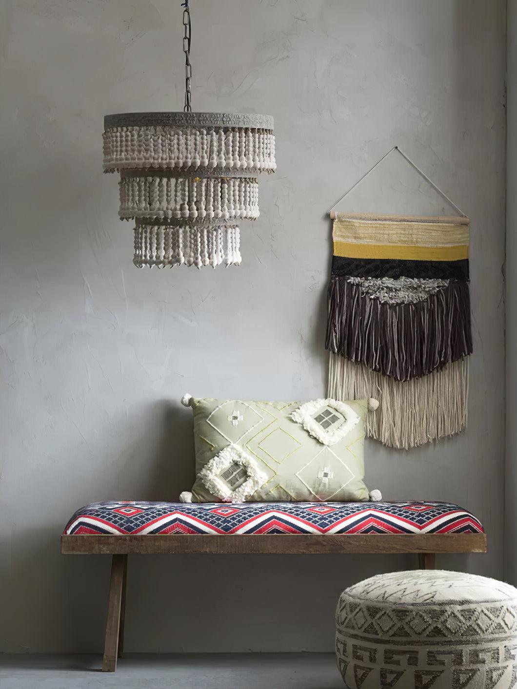 Three Tiered Wood Beaded Chandelier - Blowlighting