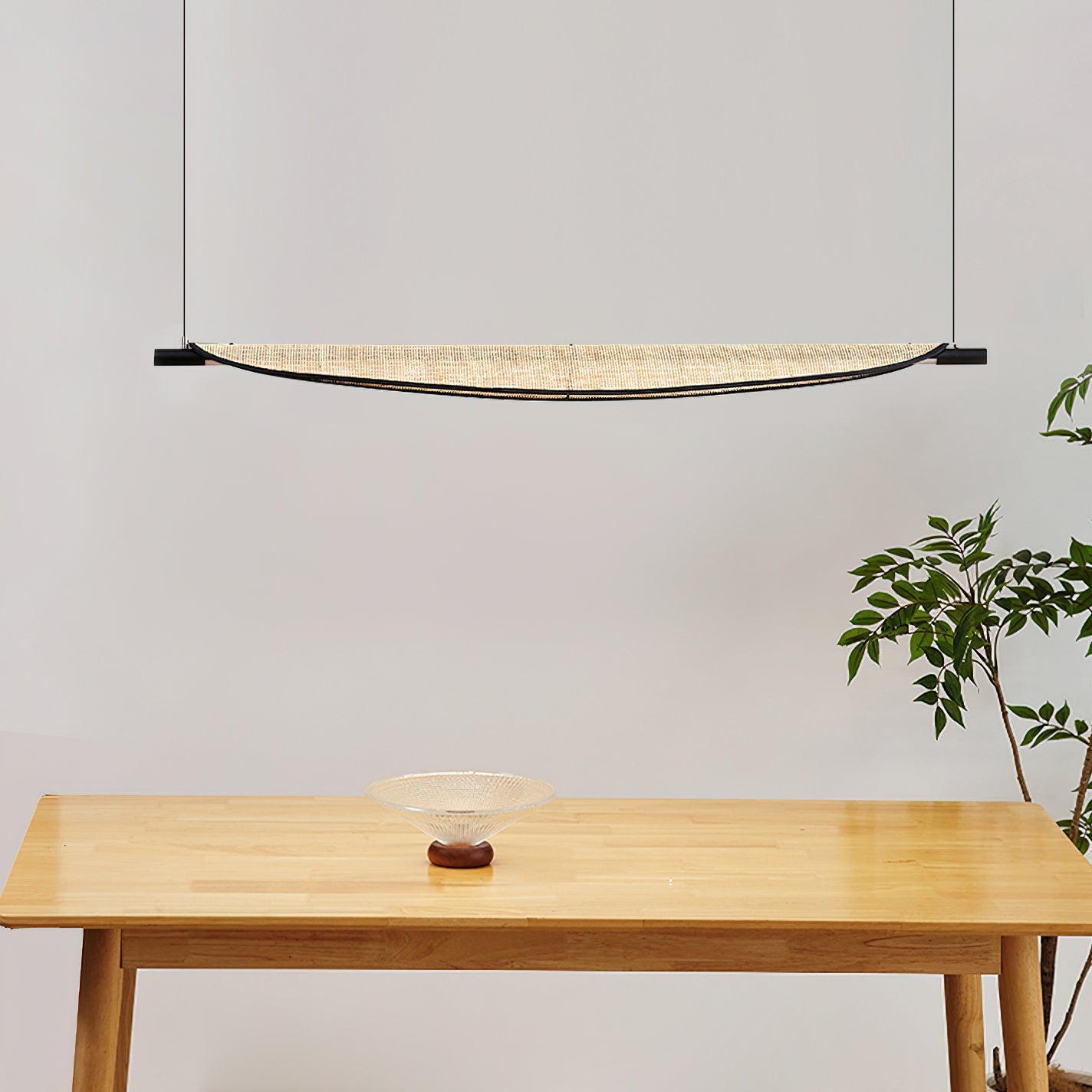 Thula Linear Minimalist Rattan Chandelier