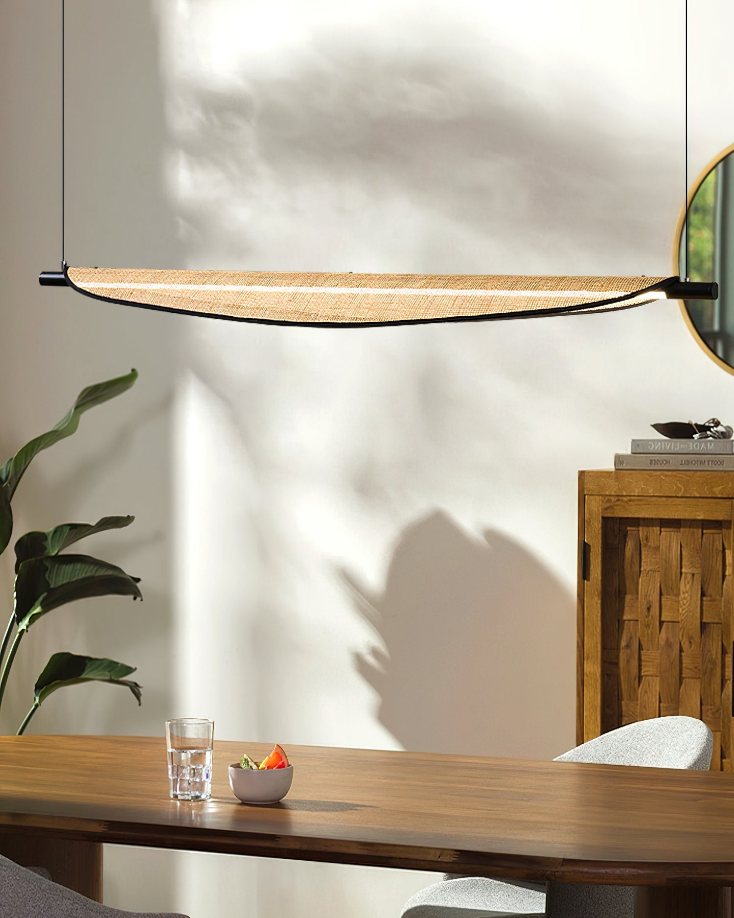 Thula Linear Minimalist Rattan Chandelier