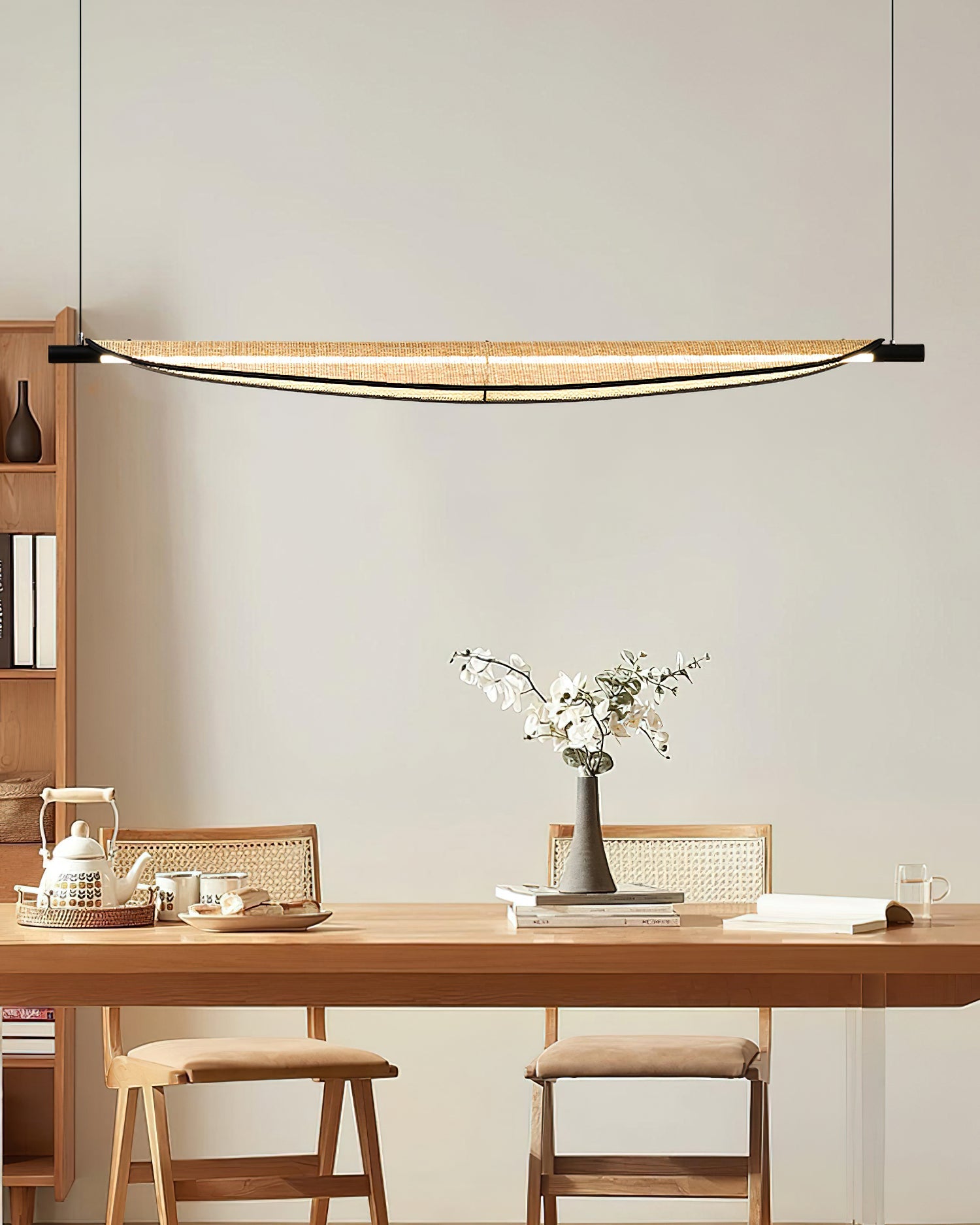 Thula Linear Minimalist Rattan Chandelier